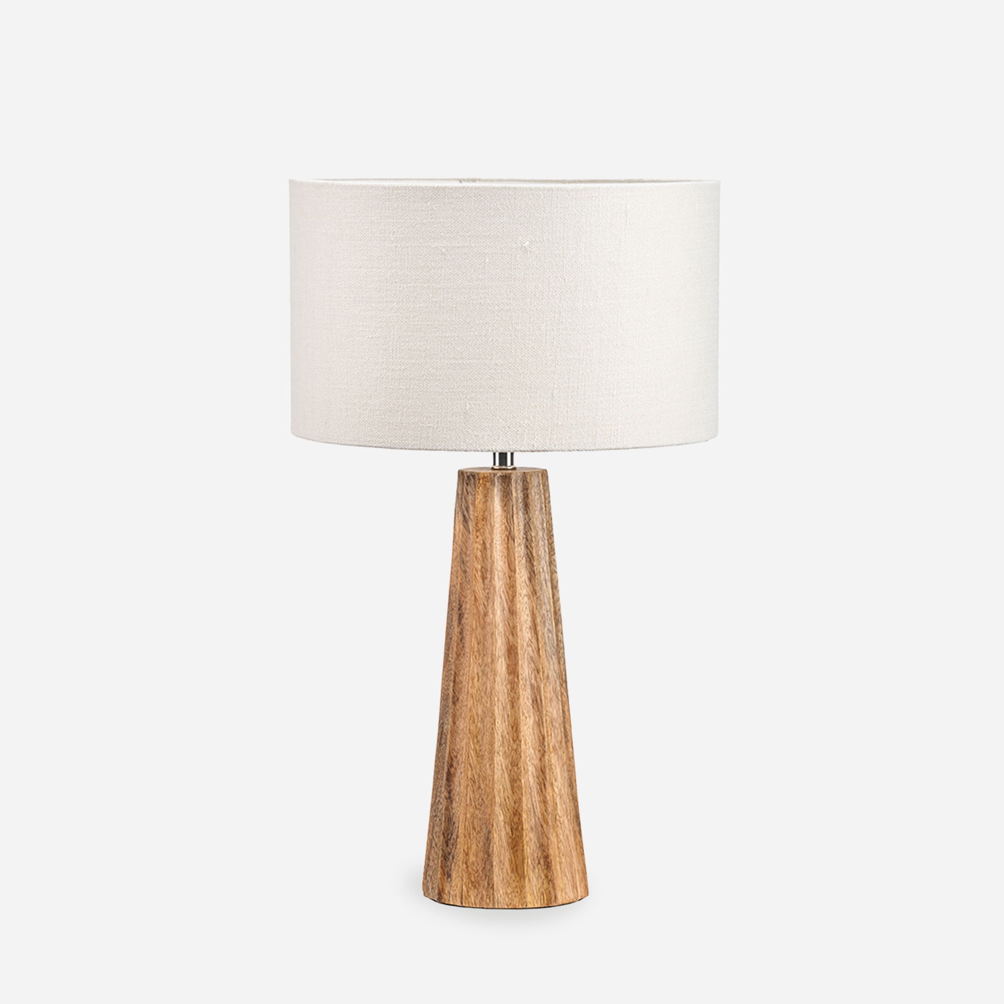 Draydon Natural Mango Wood Textured Cone Table Lamp
