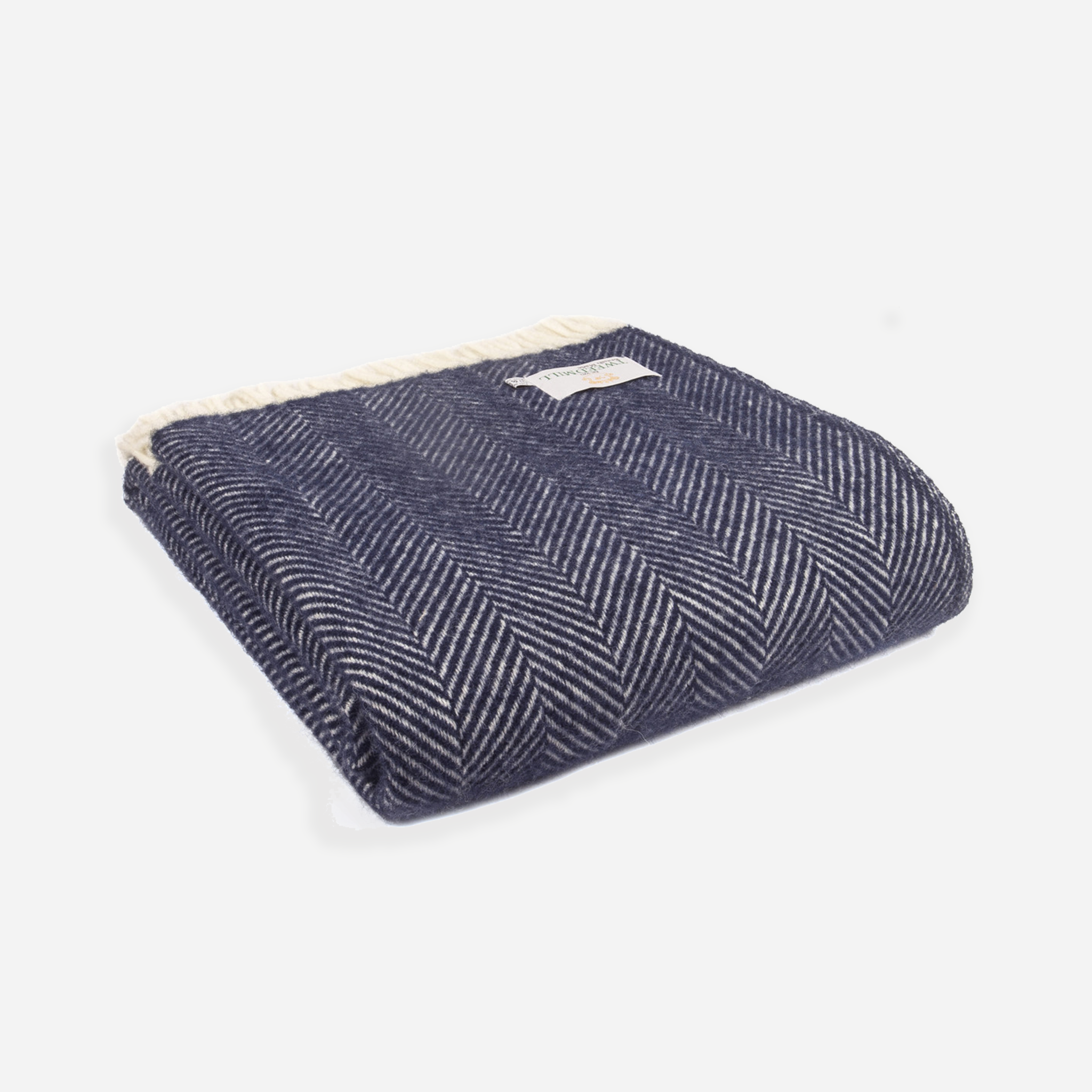 Pure New Wool Throw | Fishbone | Navy