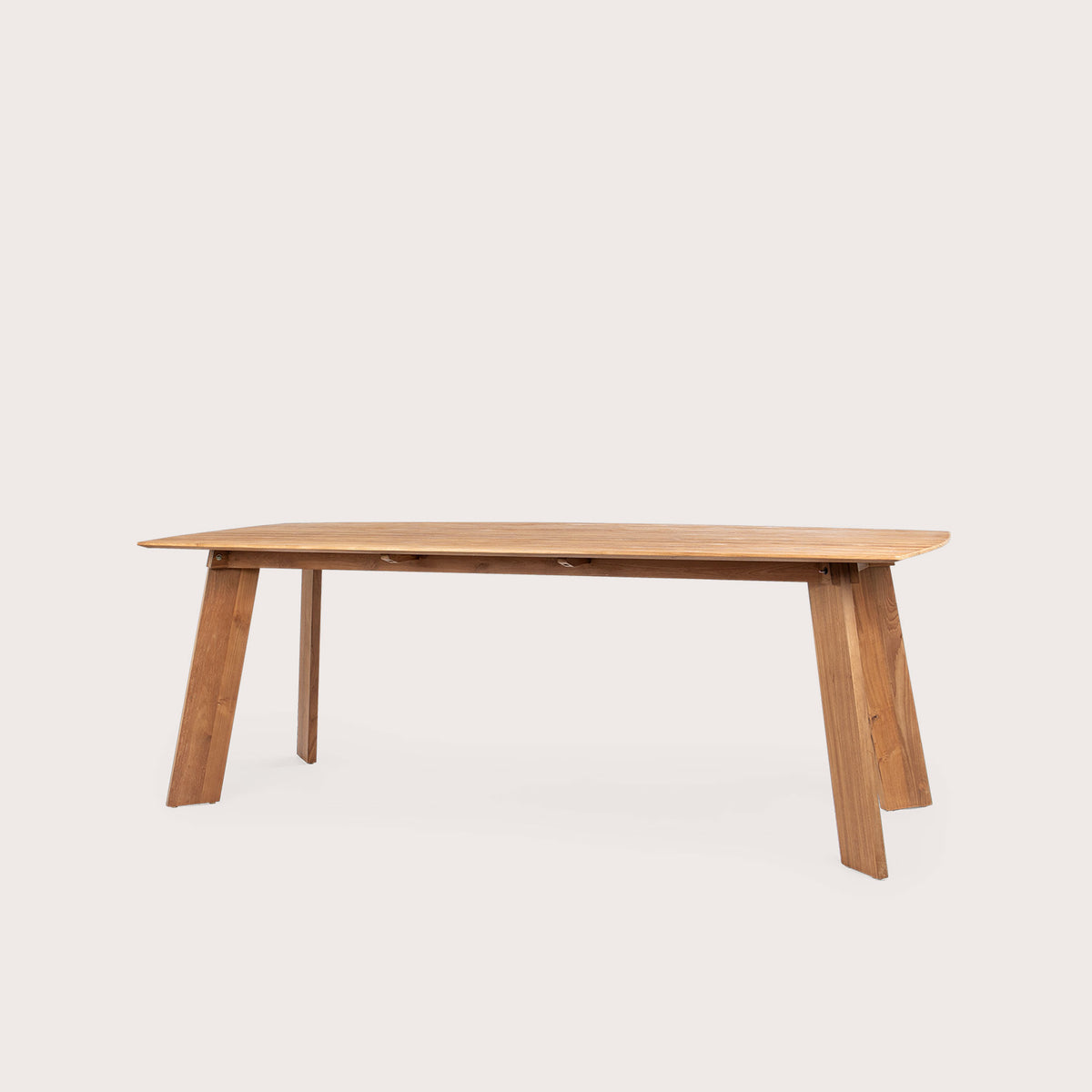 side angle of reclaimed teak dining table