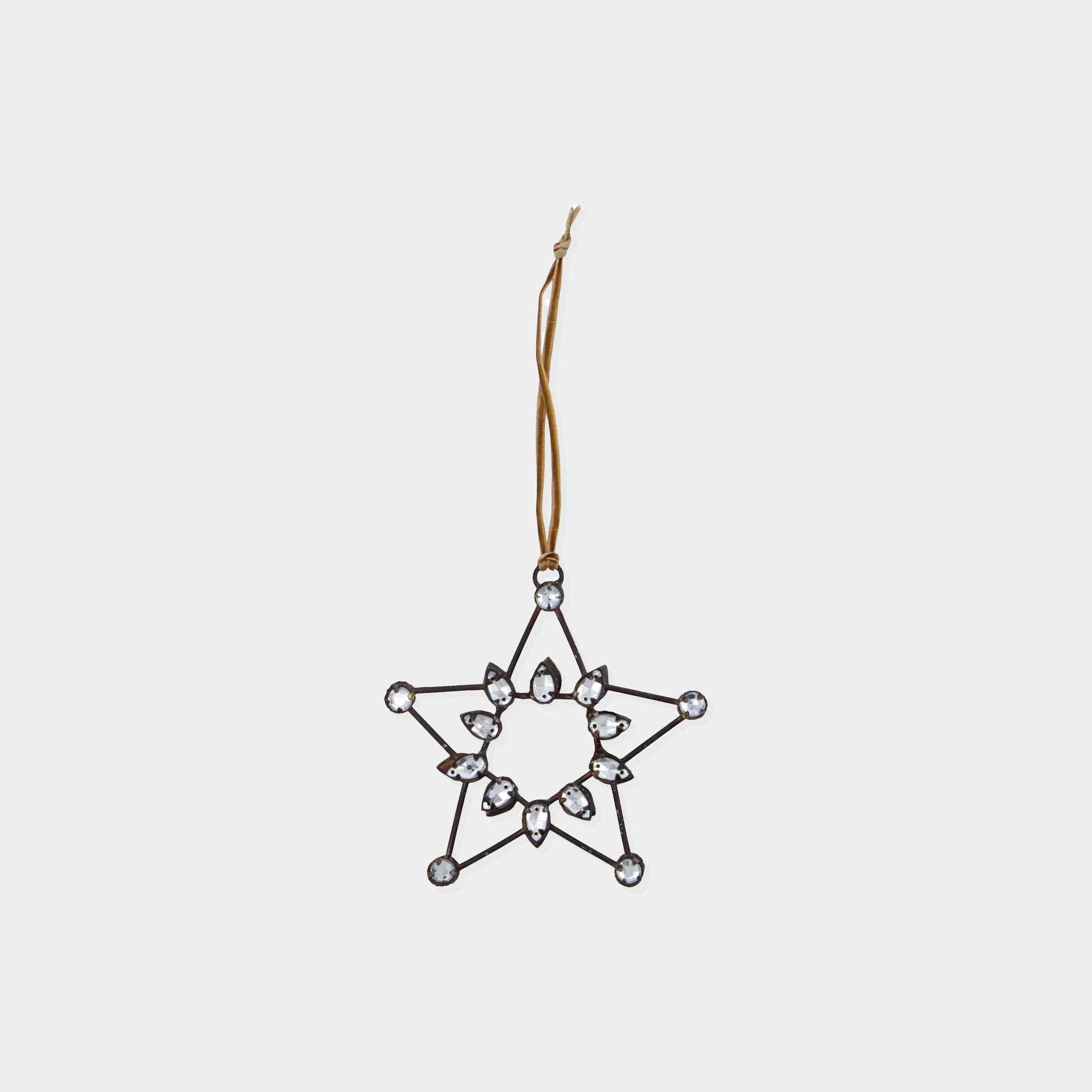 Handcrafted Star Ornament – Antique Copper Finish with Sparkling Acrylic Beads