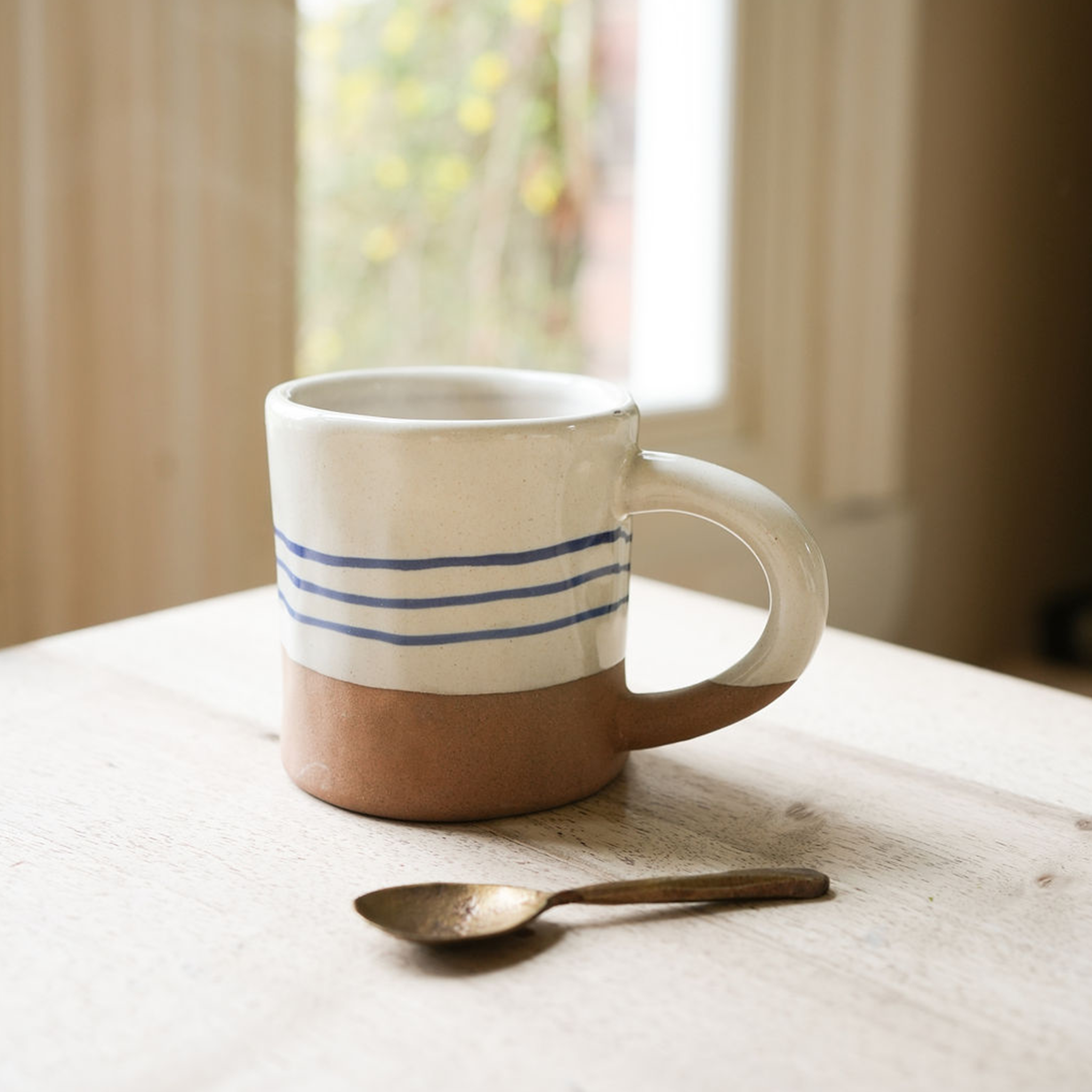 Hand Painted Breton Stripe Mug | Ink