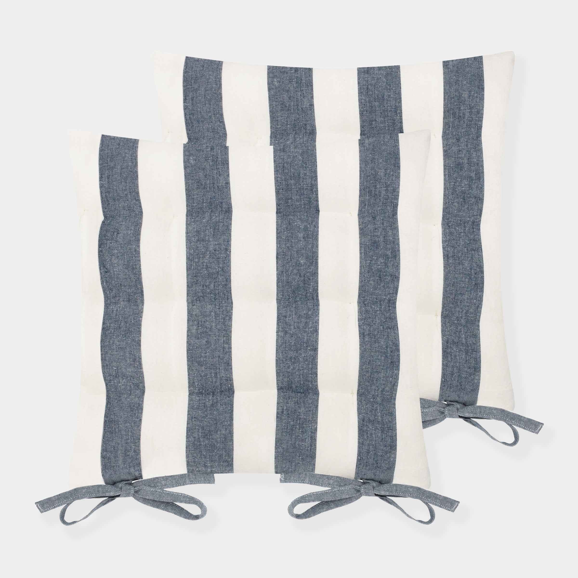 Hayle Striped Seat Pad | Set of 2 | Navy