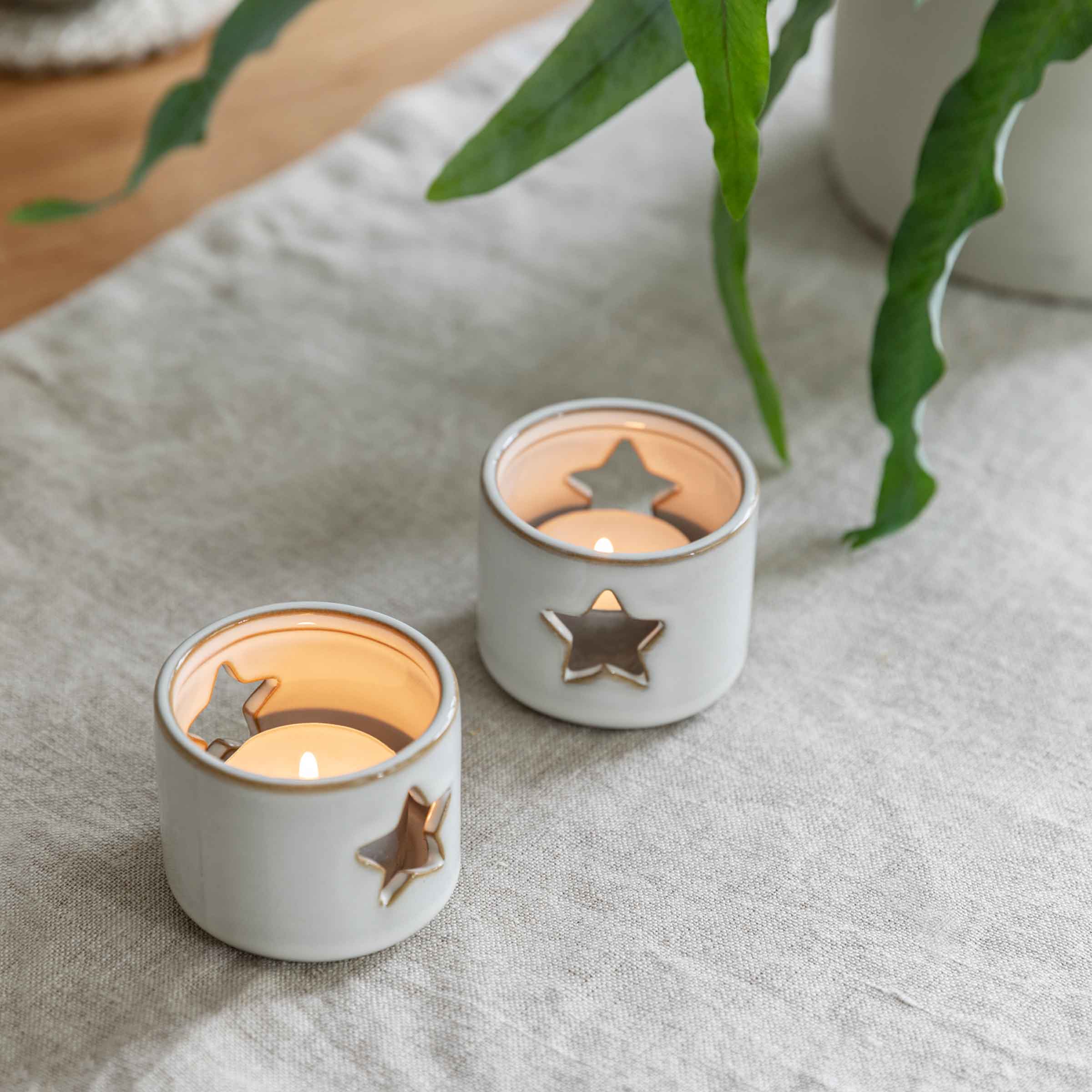 Ithaca Tealight Holders | Set of 2 Ceramic Candle Holders