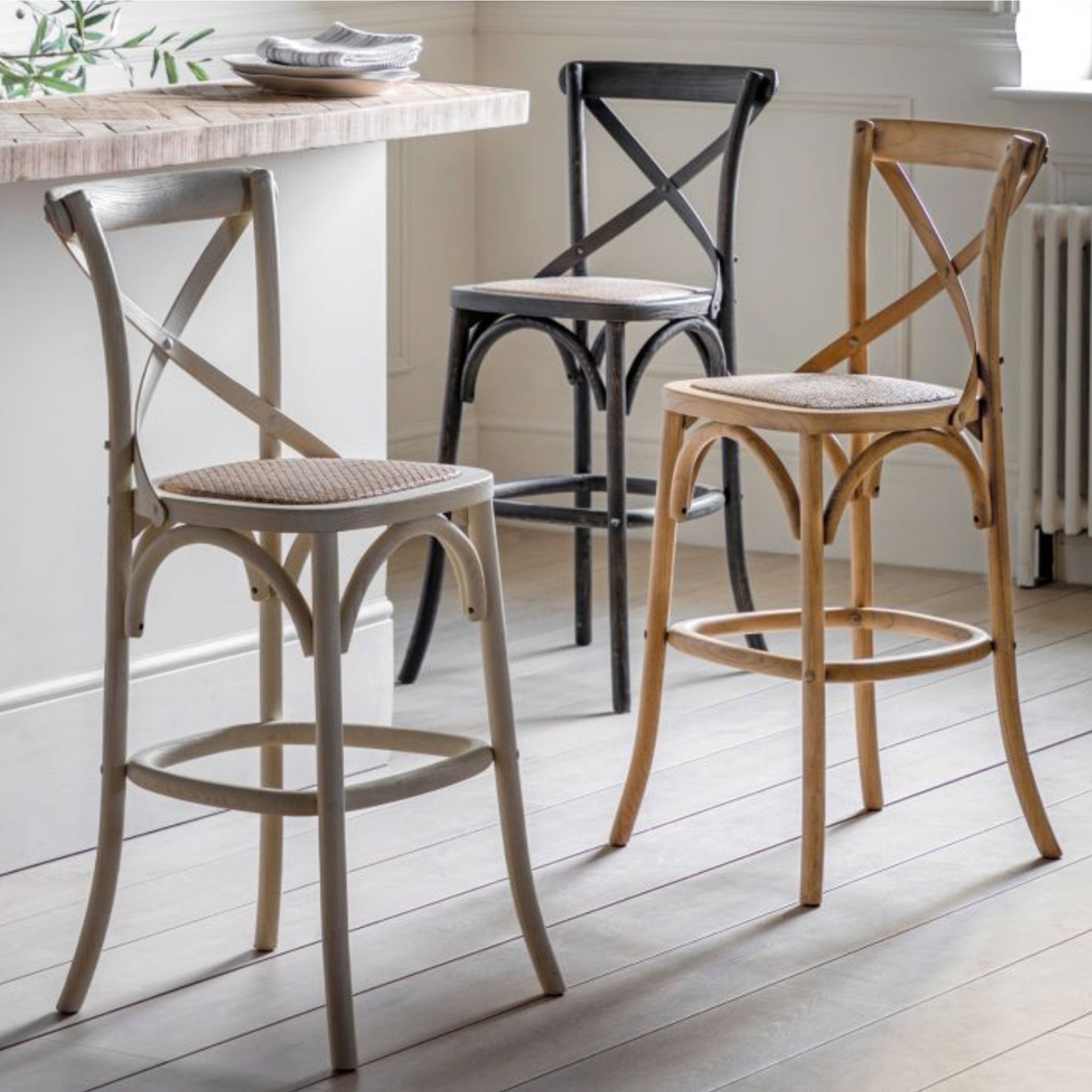 Jember Cafe Kitchen Stools  (Pair) - Natural