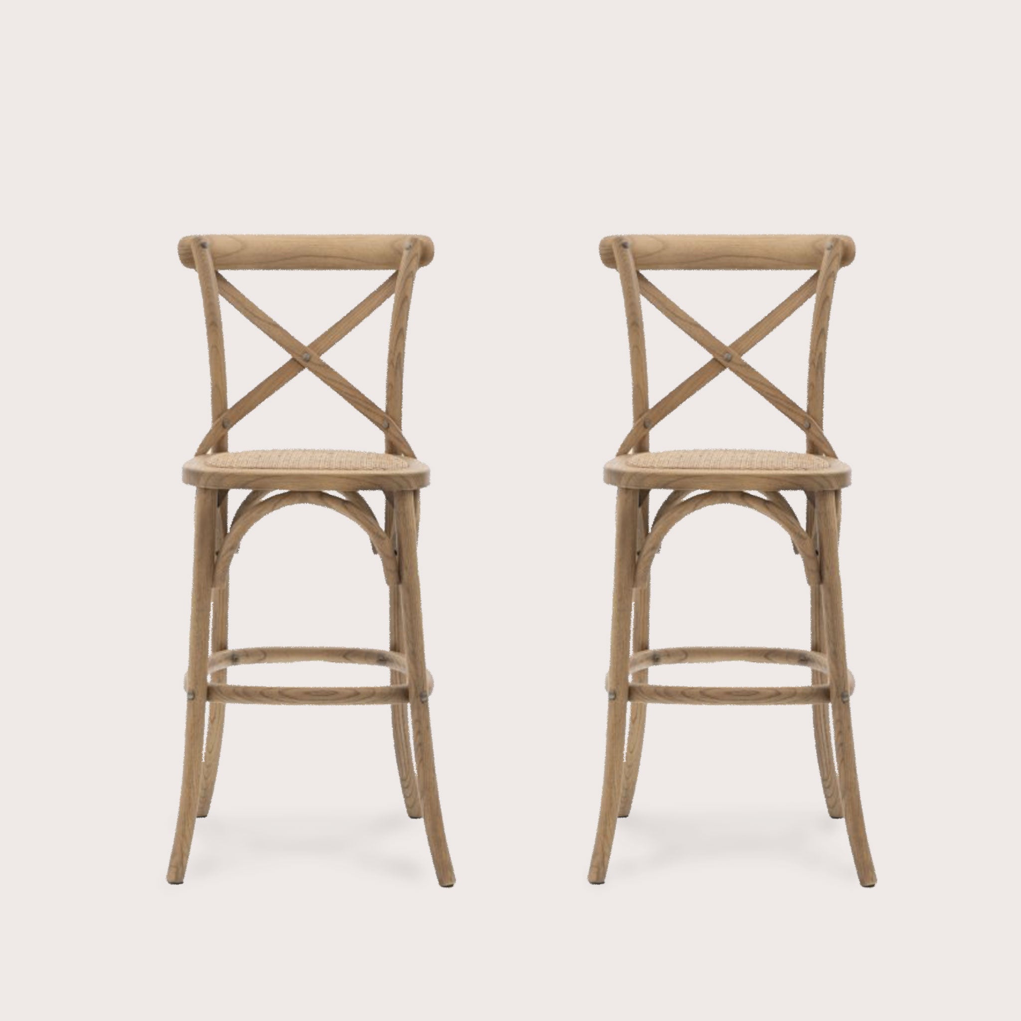Jember Cafe Kitchen Stools  (Pair) - Natural