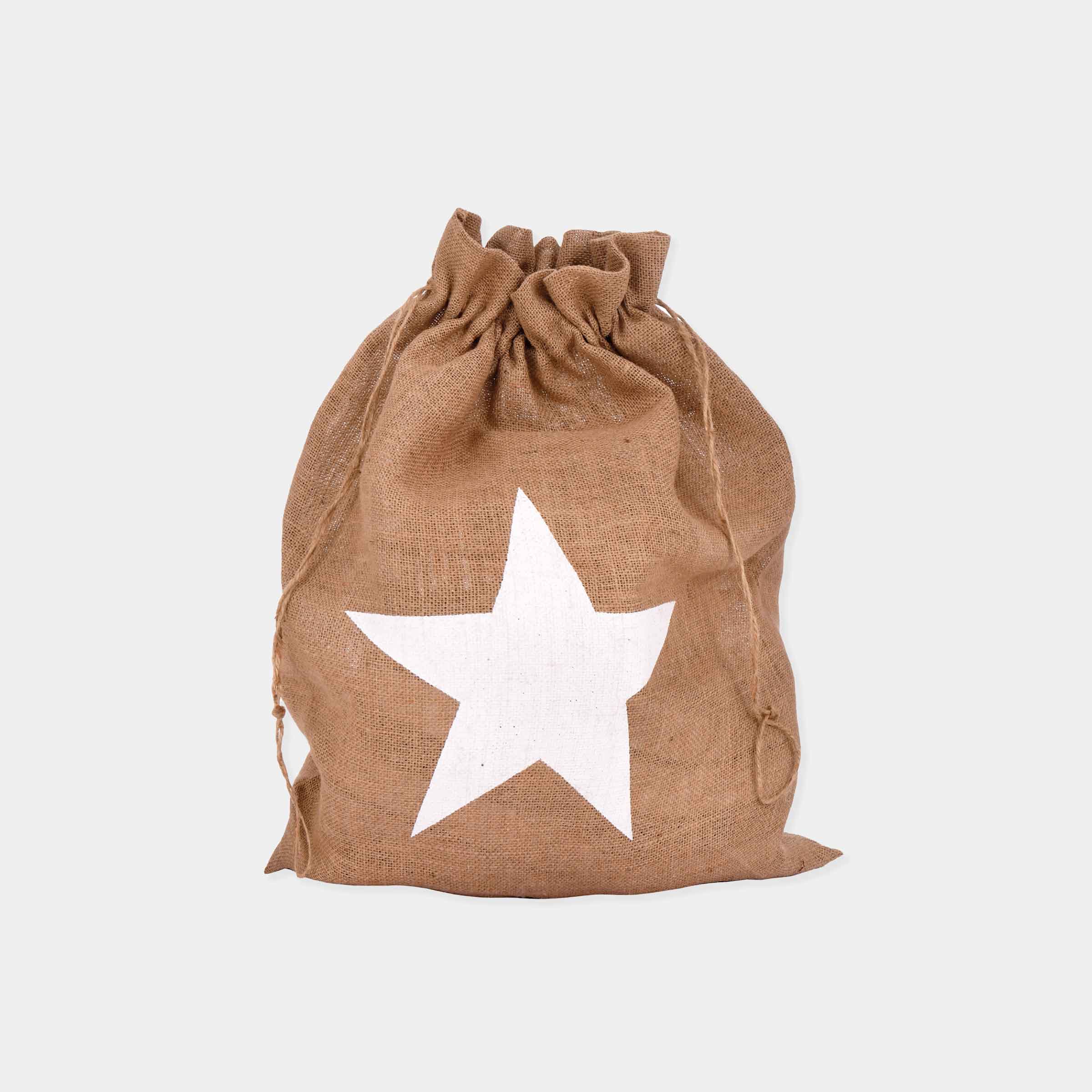 Jute Christmas Sack with Star Print