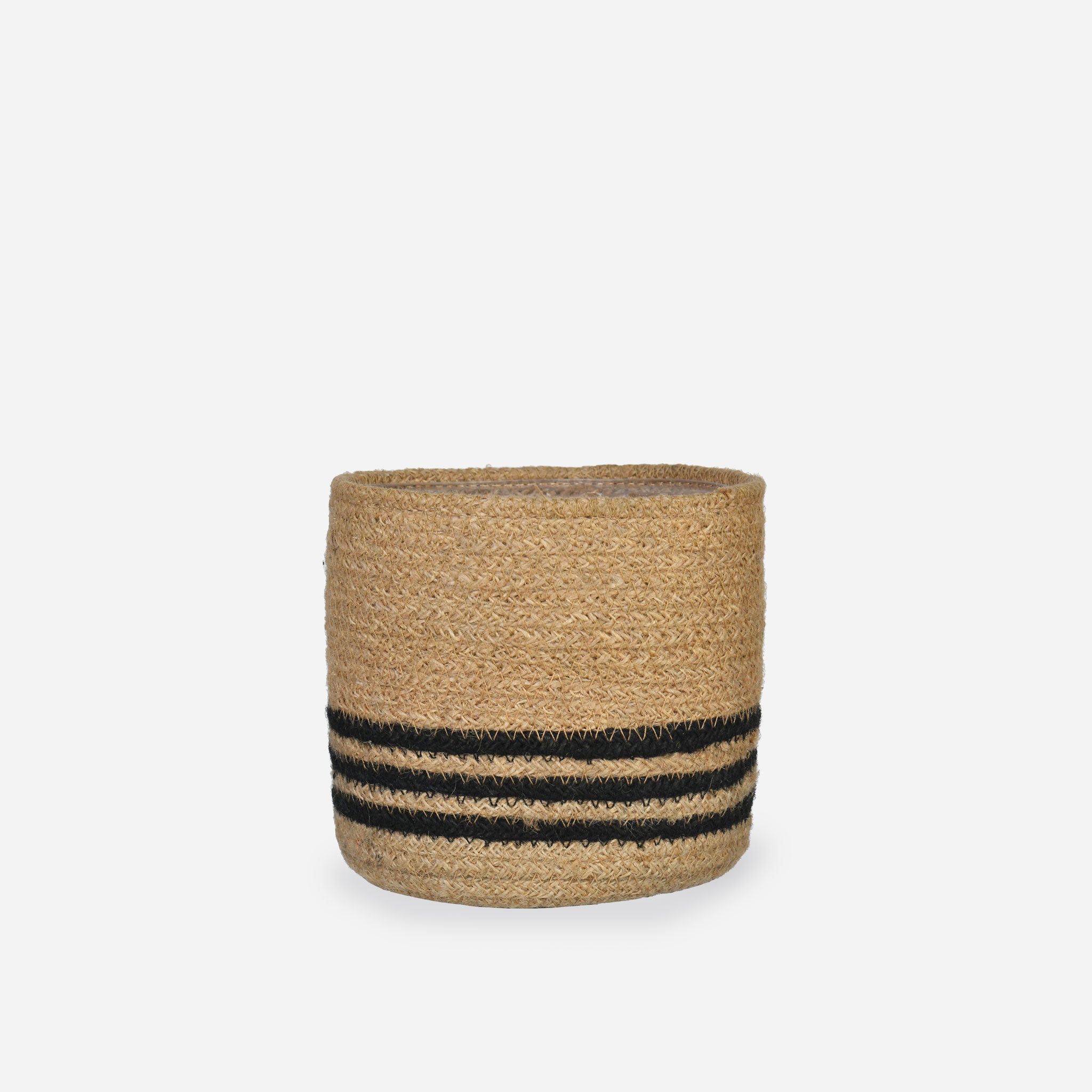 Jute Striped Pot | Black + Natural