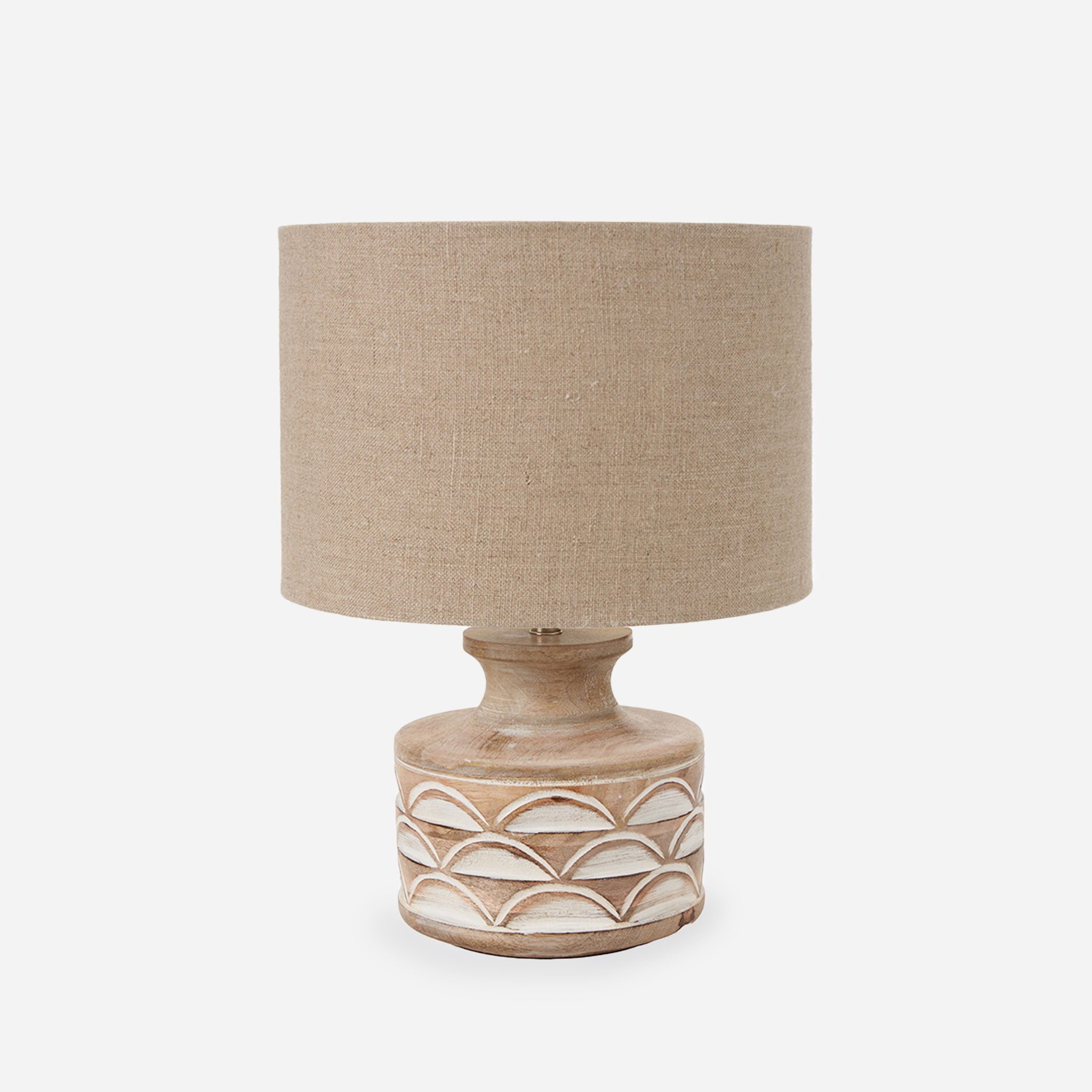 Kingsbury White Wash Carved Wood Table Lamp