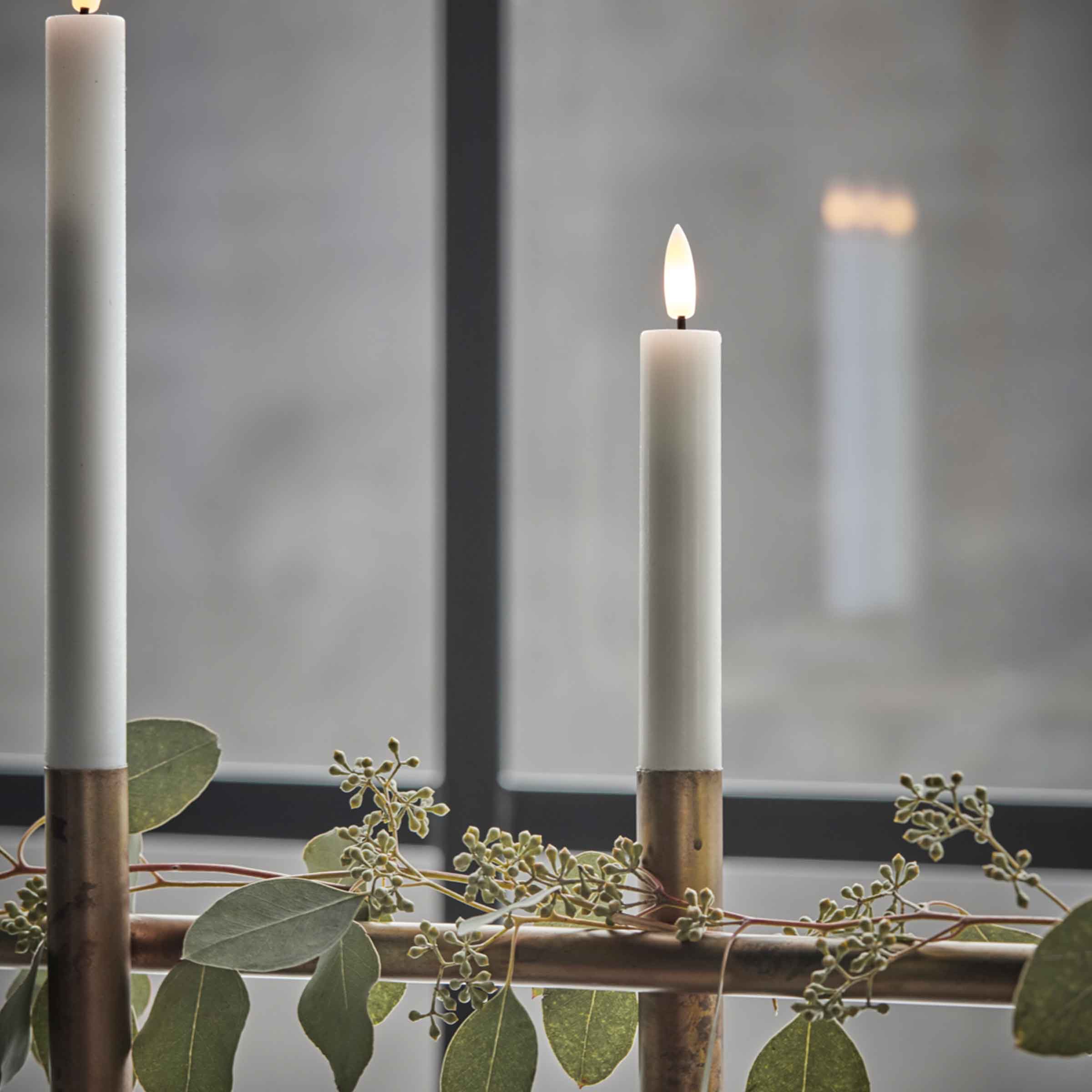 LED White Candles Short | Set of 2