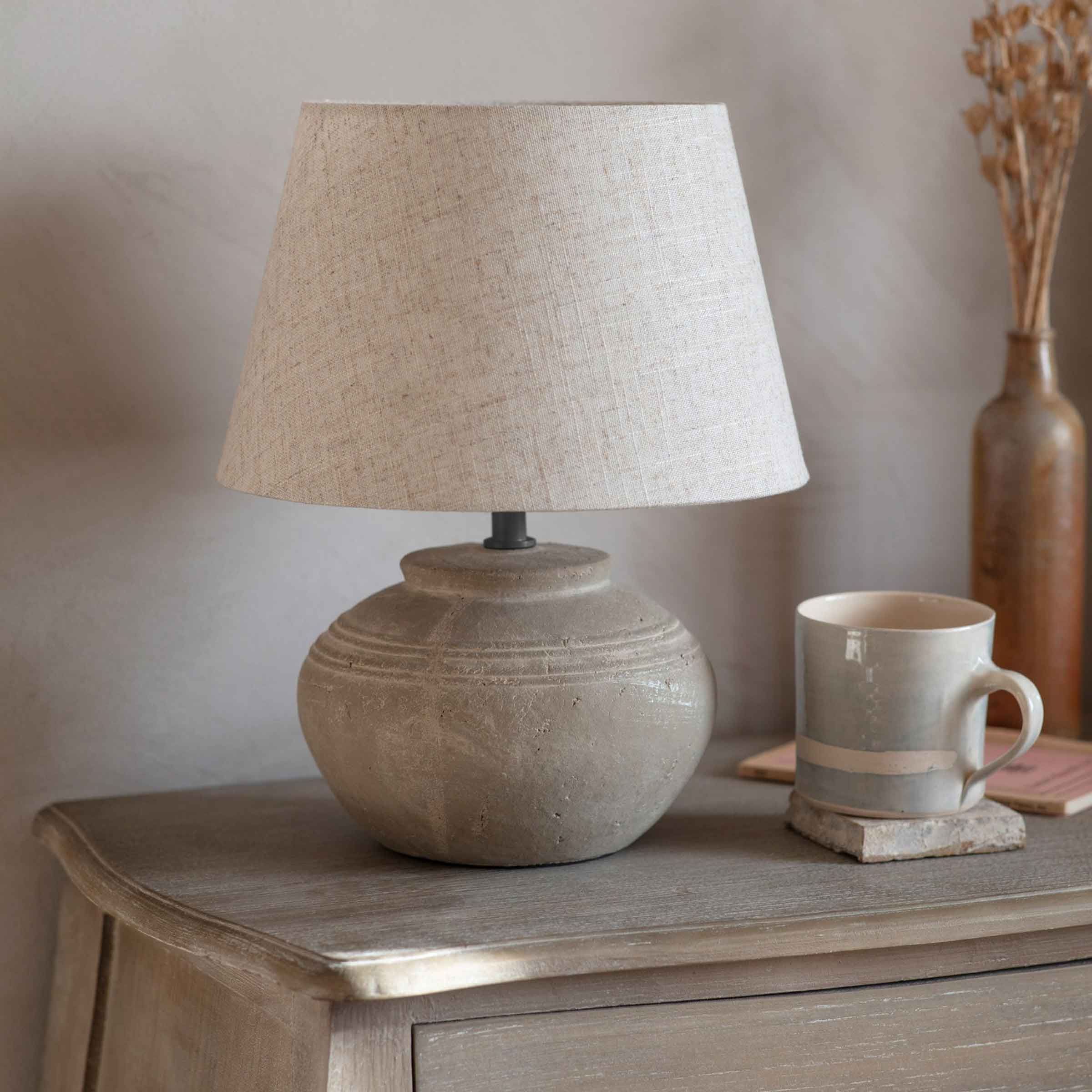 Langton Spherical Ridged Stoneware Table Lamp