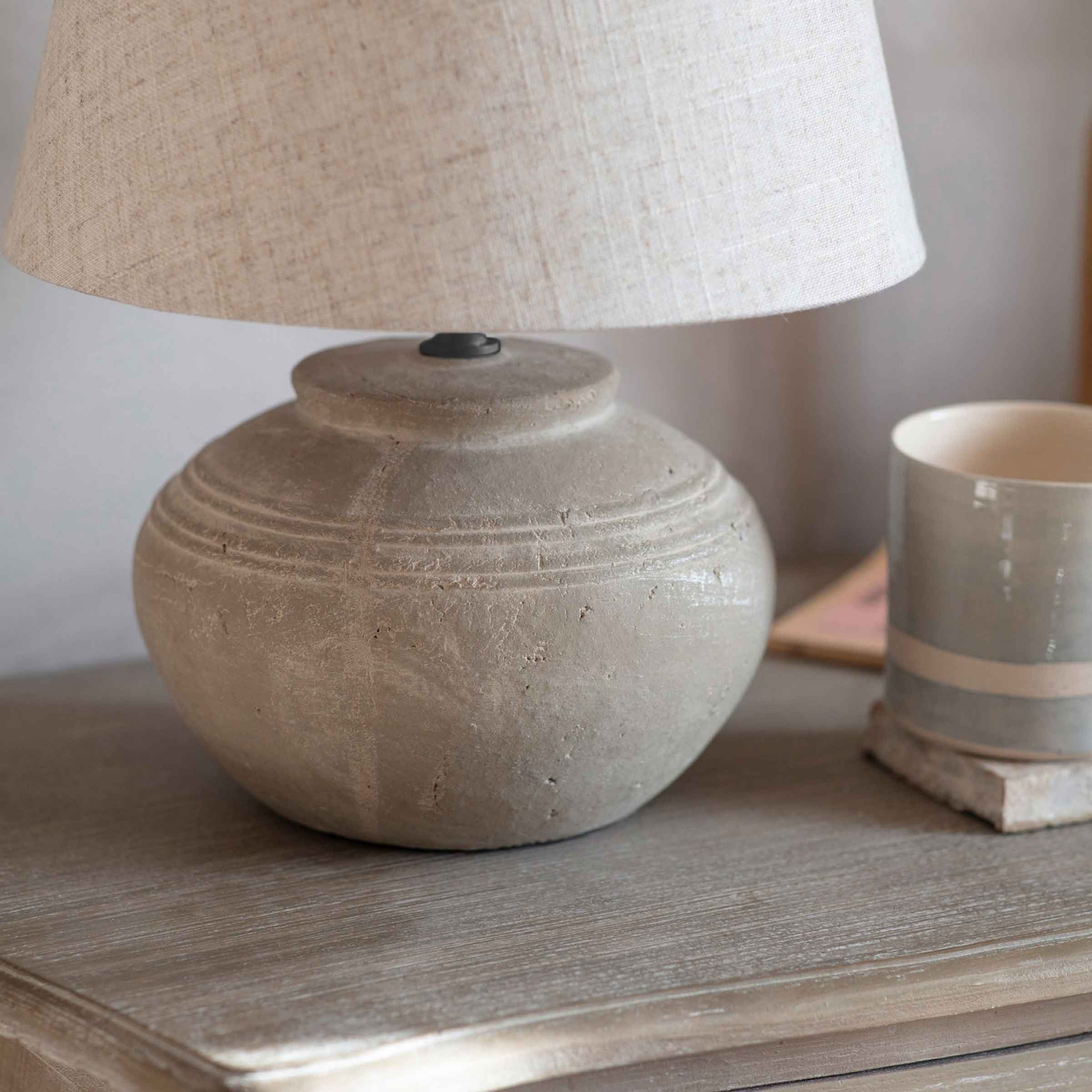 Langton Spherical Ridged Stoneware Table Lamp