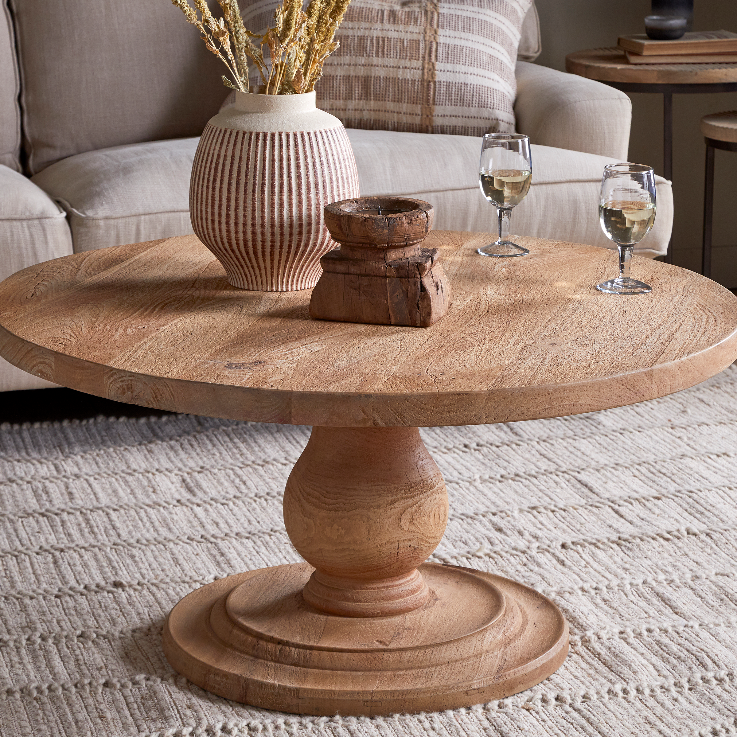 Manta Round Carved  Coffee Table