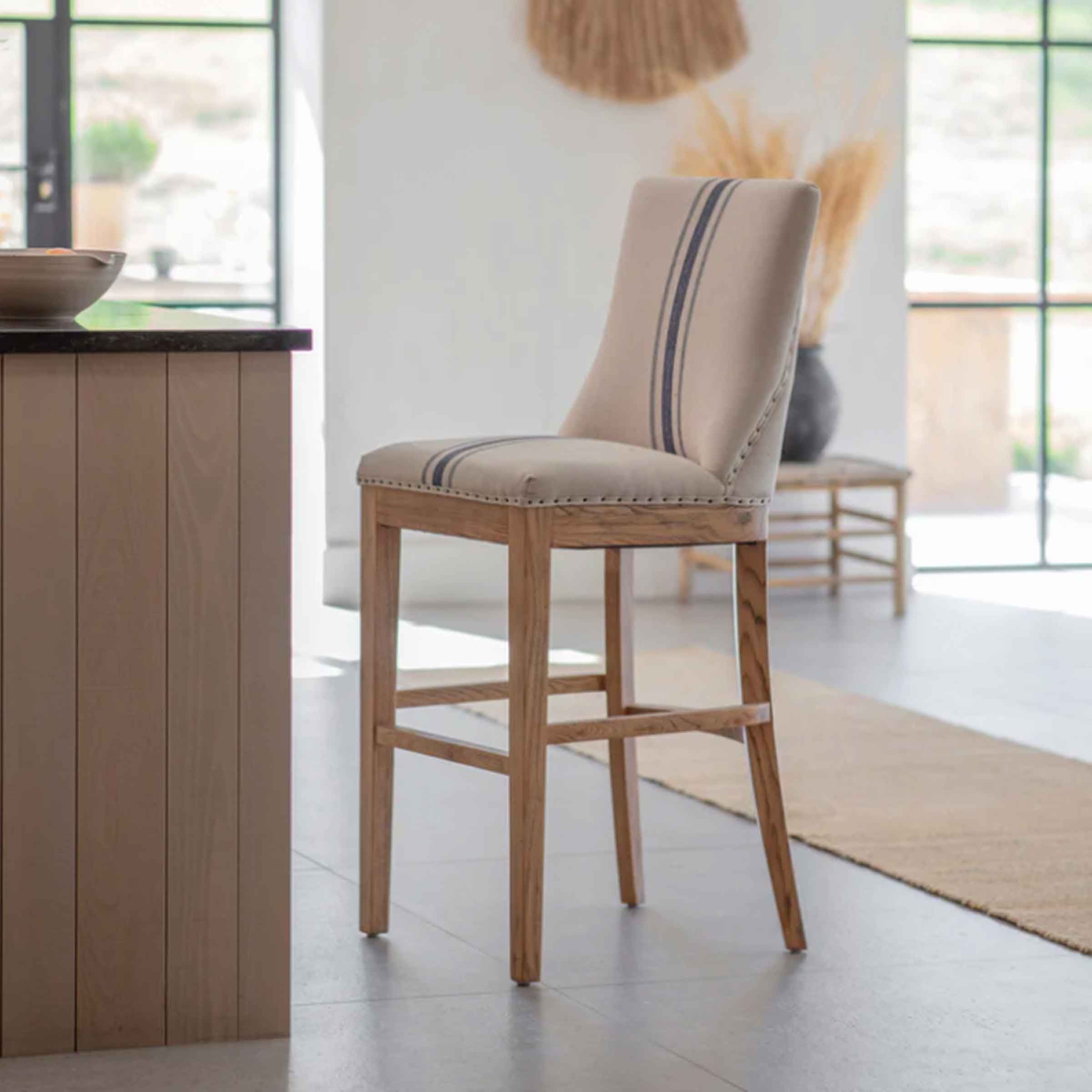 Lovina Blue Stripe Bar Stool