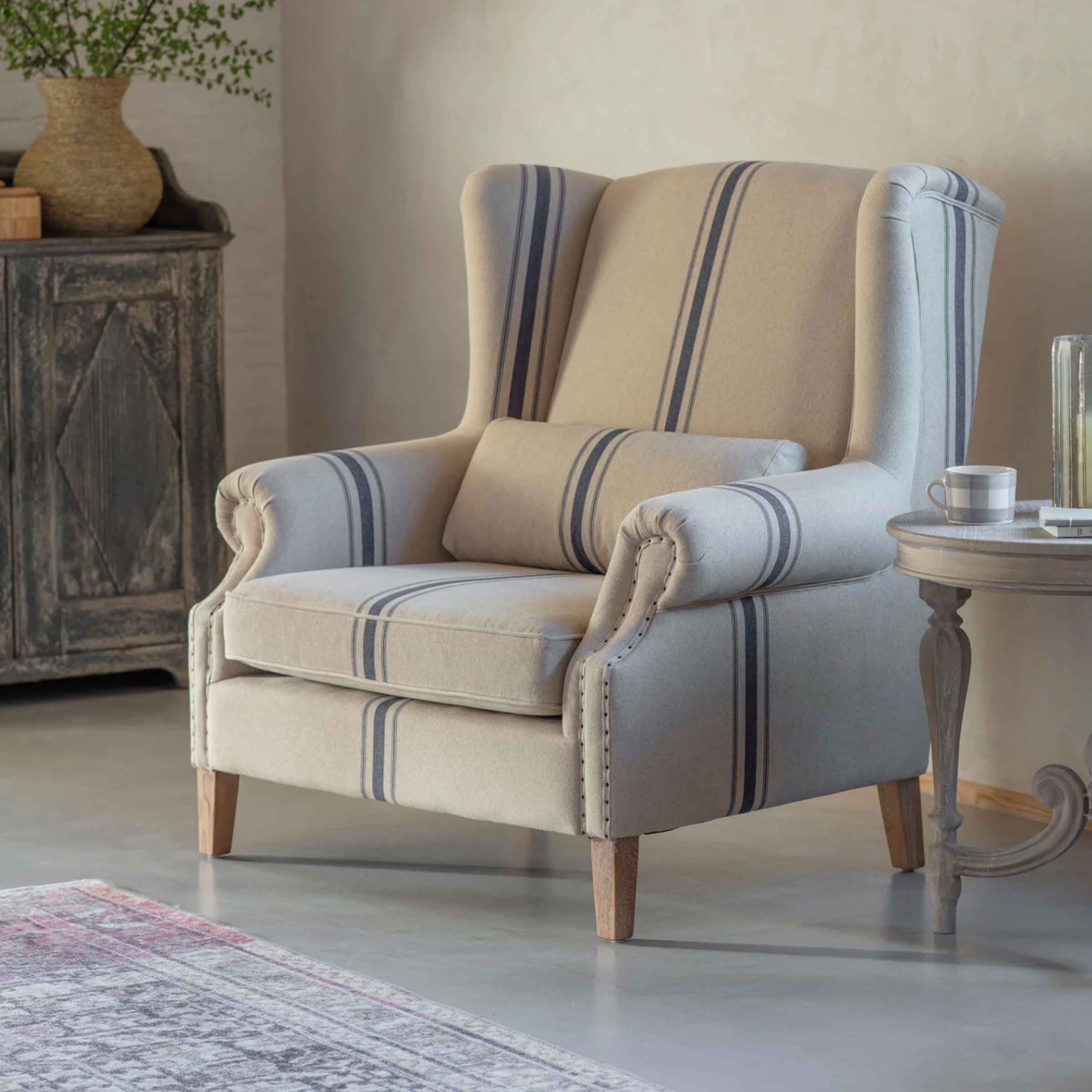 Lovina Blue Striped Loveseat