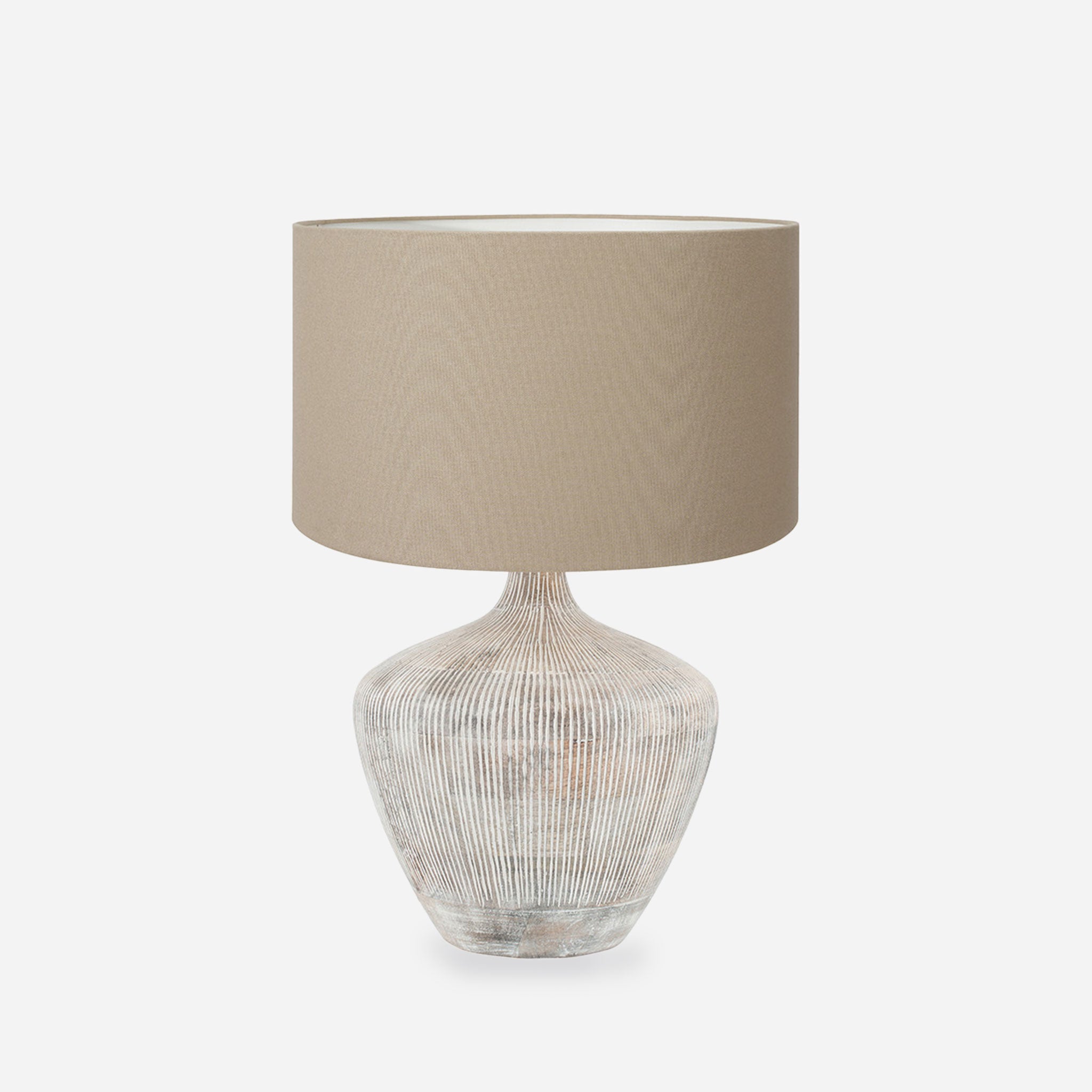 Manaia White Wash Textured Wood Table Lamp
