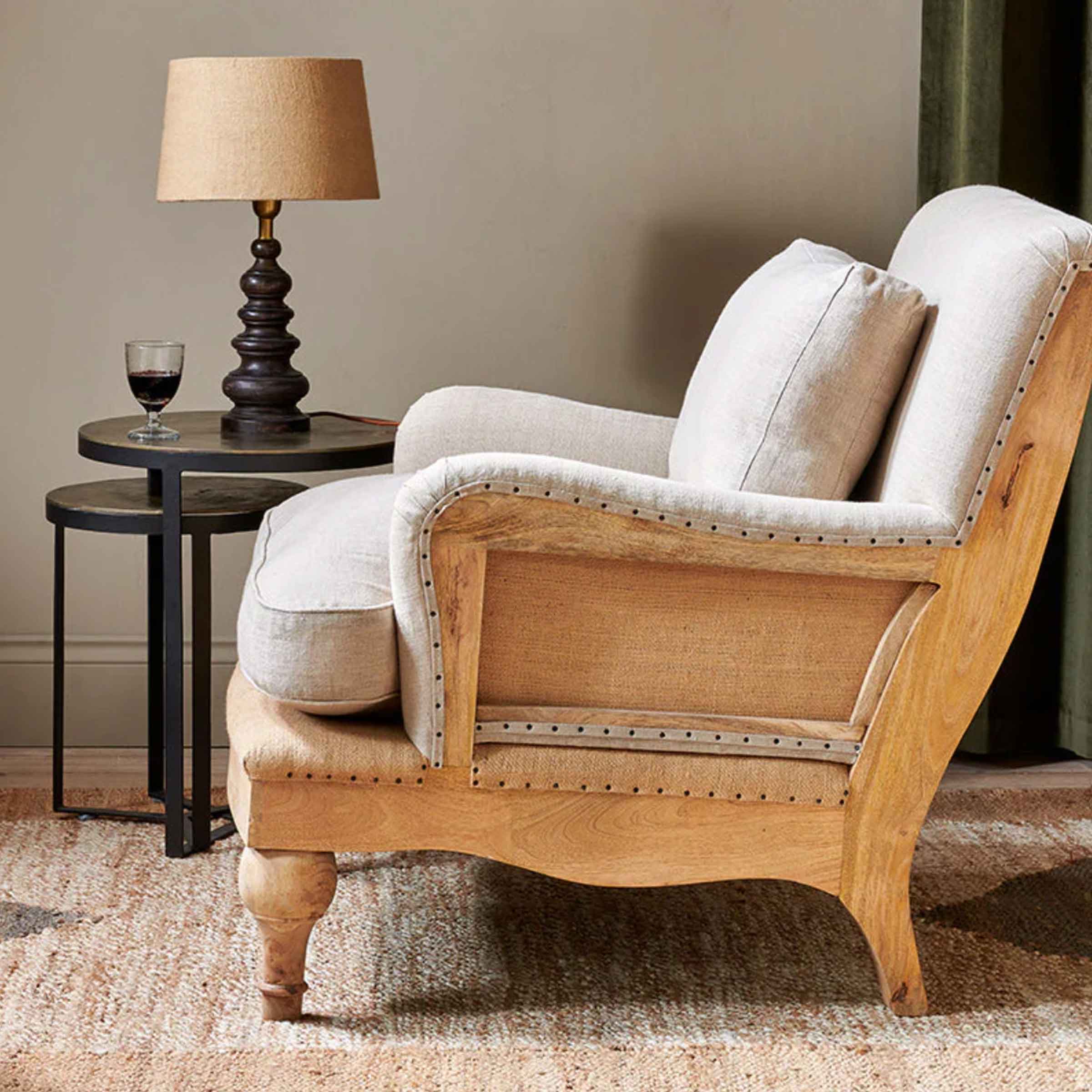 Manta Deconstructed Linen Armchair | Stone