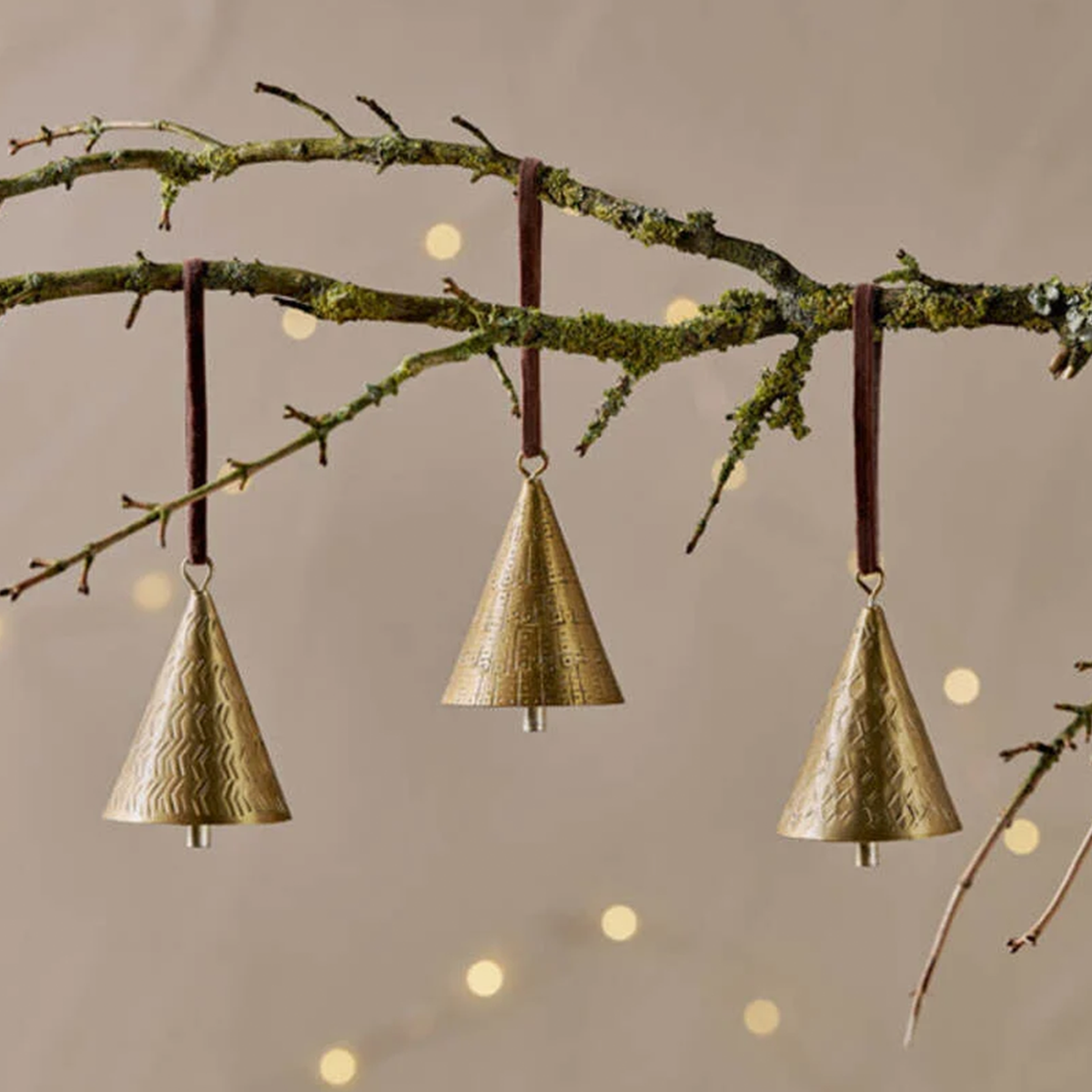 Manya Hand-Hammered Brass Bell Christmas Bauble