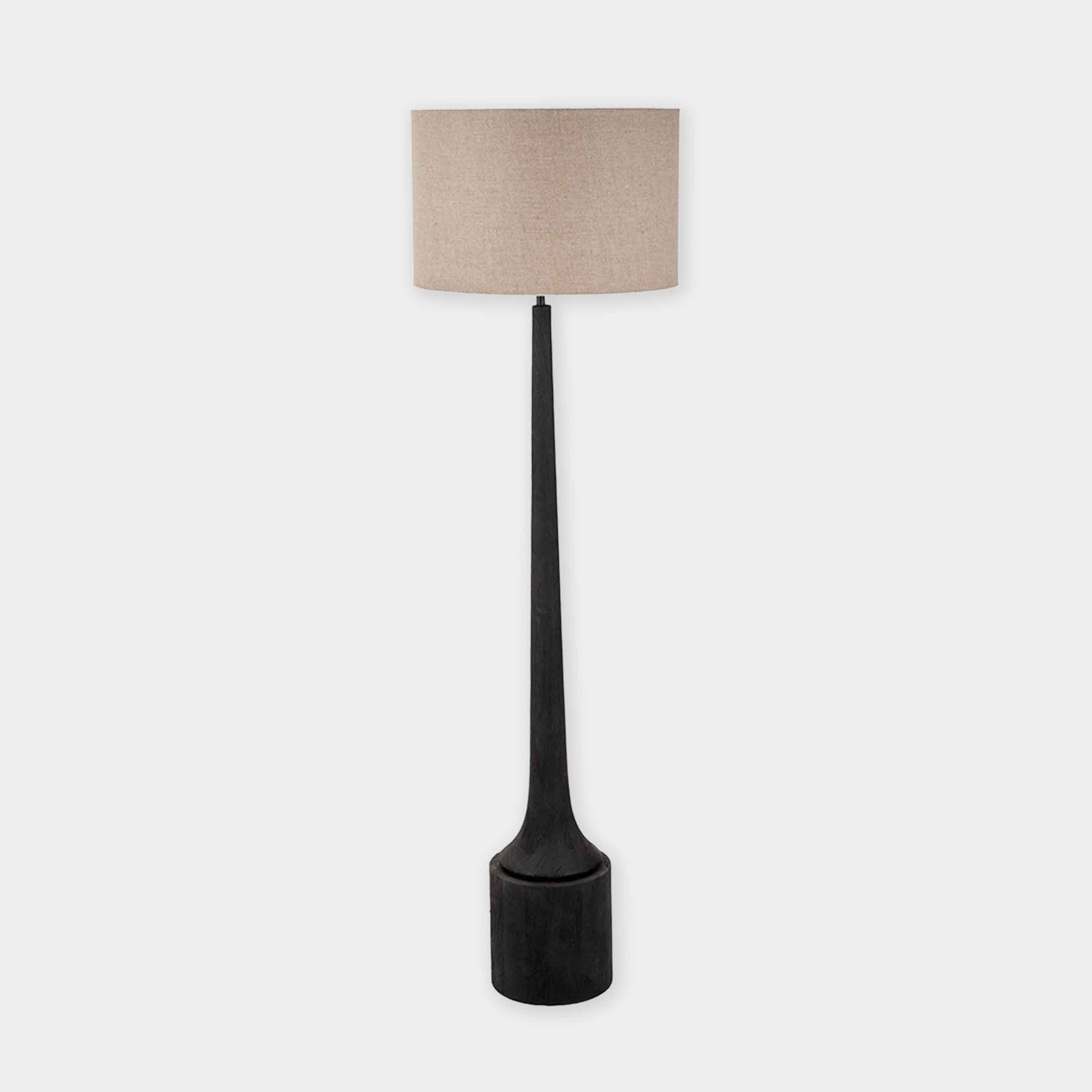 Marin Black Wood Tall Neck Floor Lamp