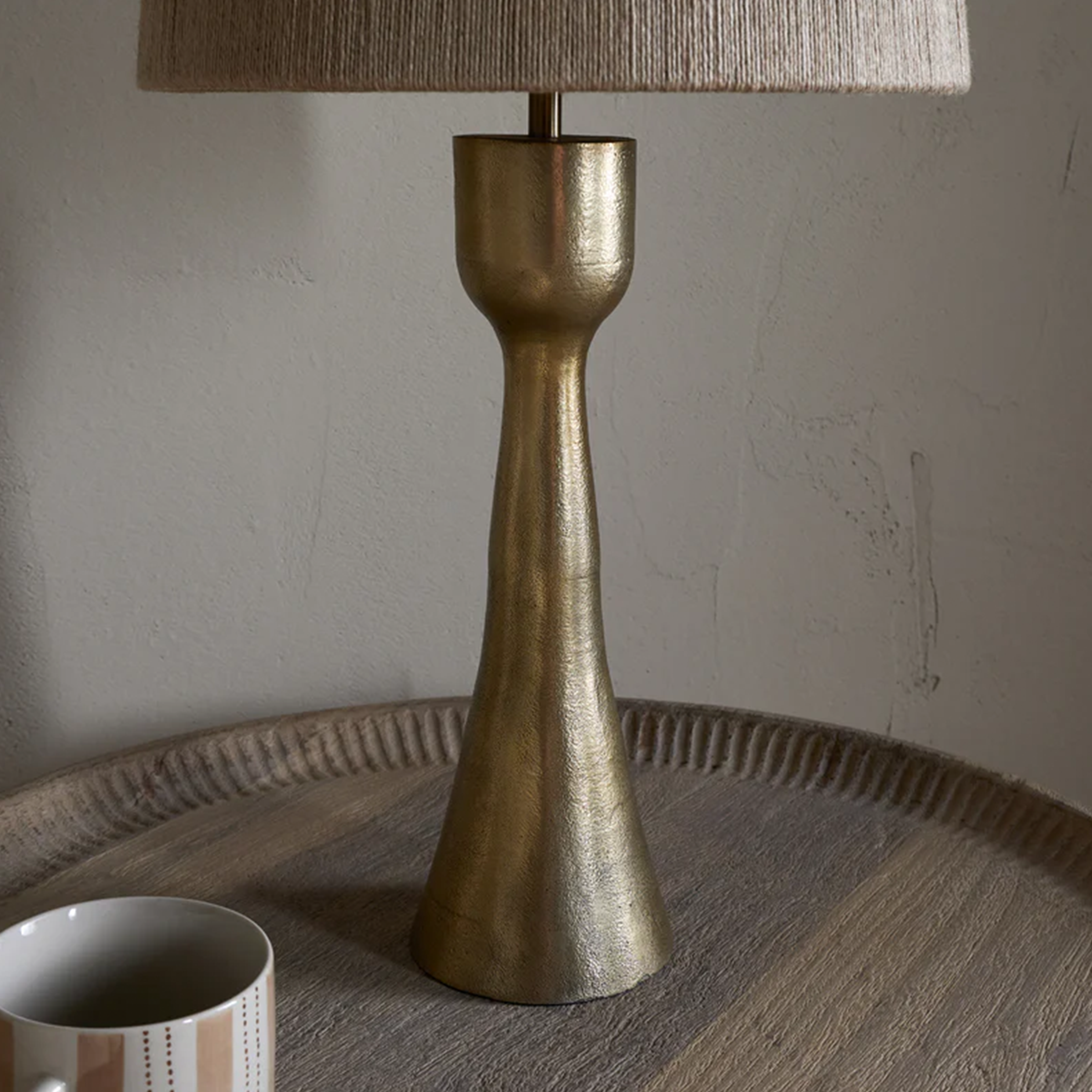 Marpha Antique Brass Table Lamp with Jute Shade