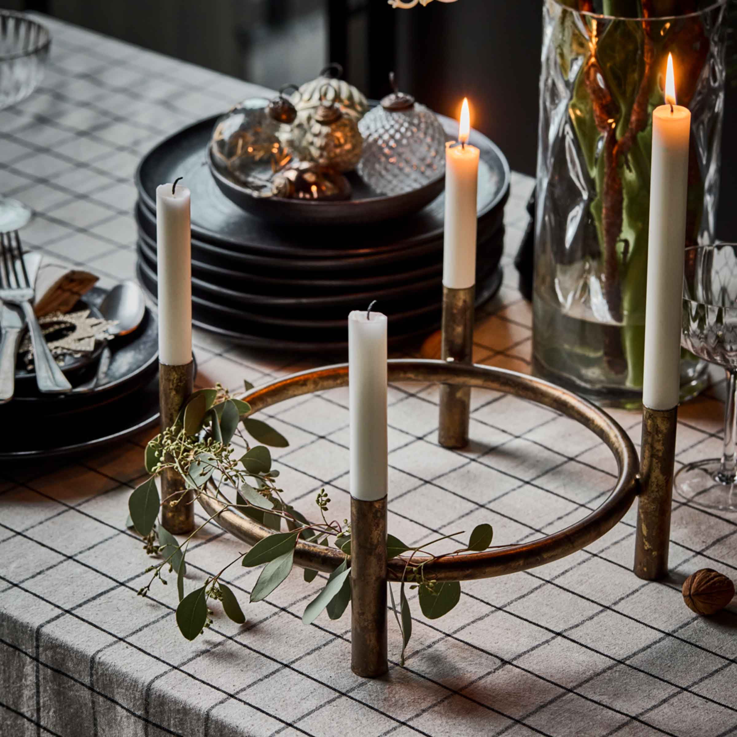 Maxi Advent Antique Brass Candle Holder