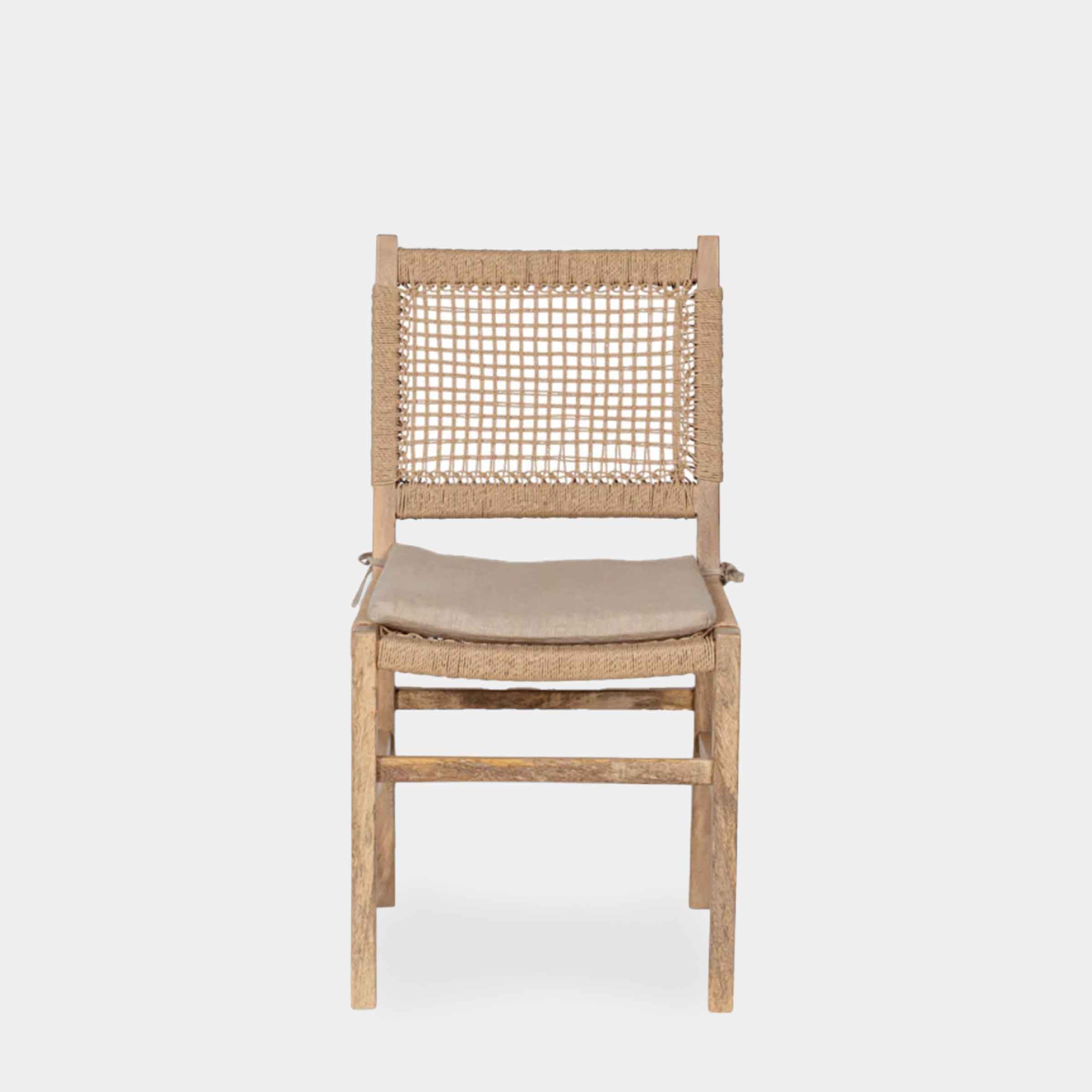 Melolo Mango Wood + Cord Dining Chair | Natural
