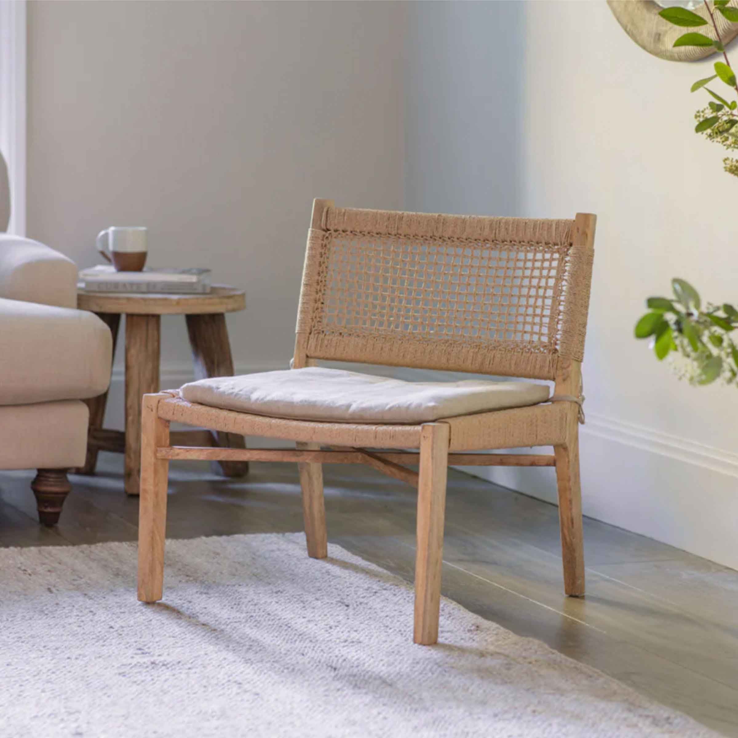 Melolo Mango Wood + Cord Occasional Chair