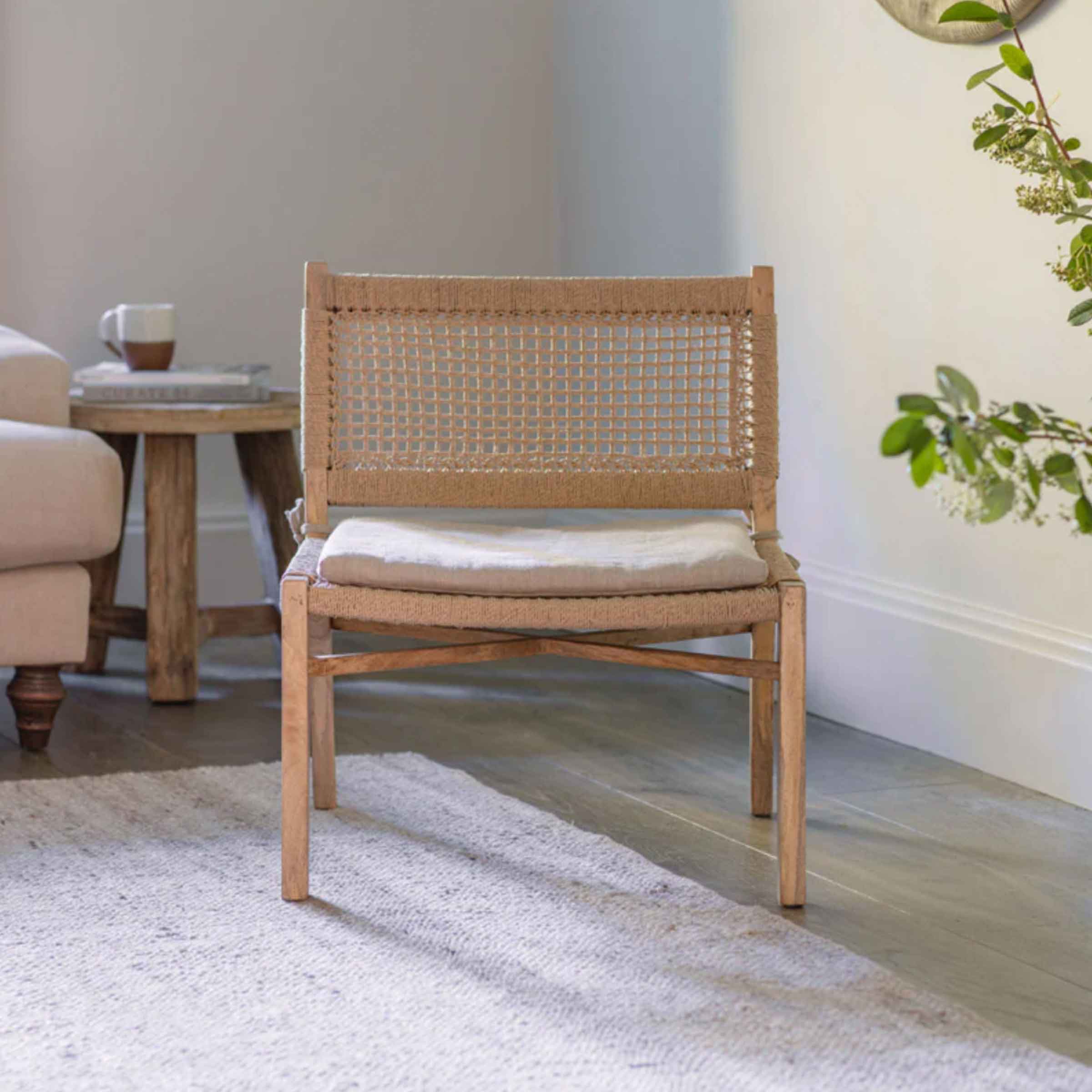 Melolo Mango Wood + Cord Occasional Chair