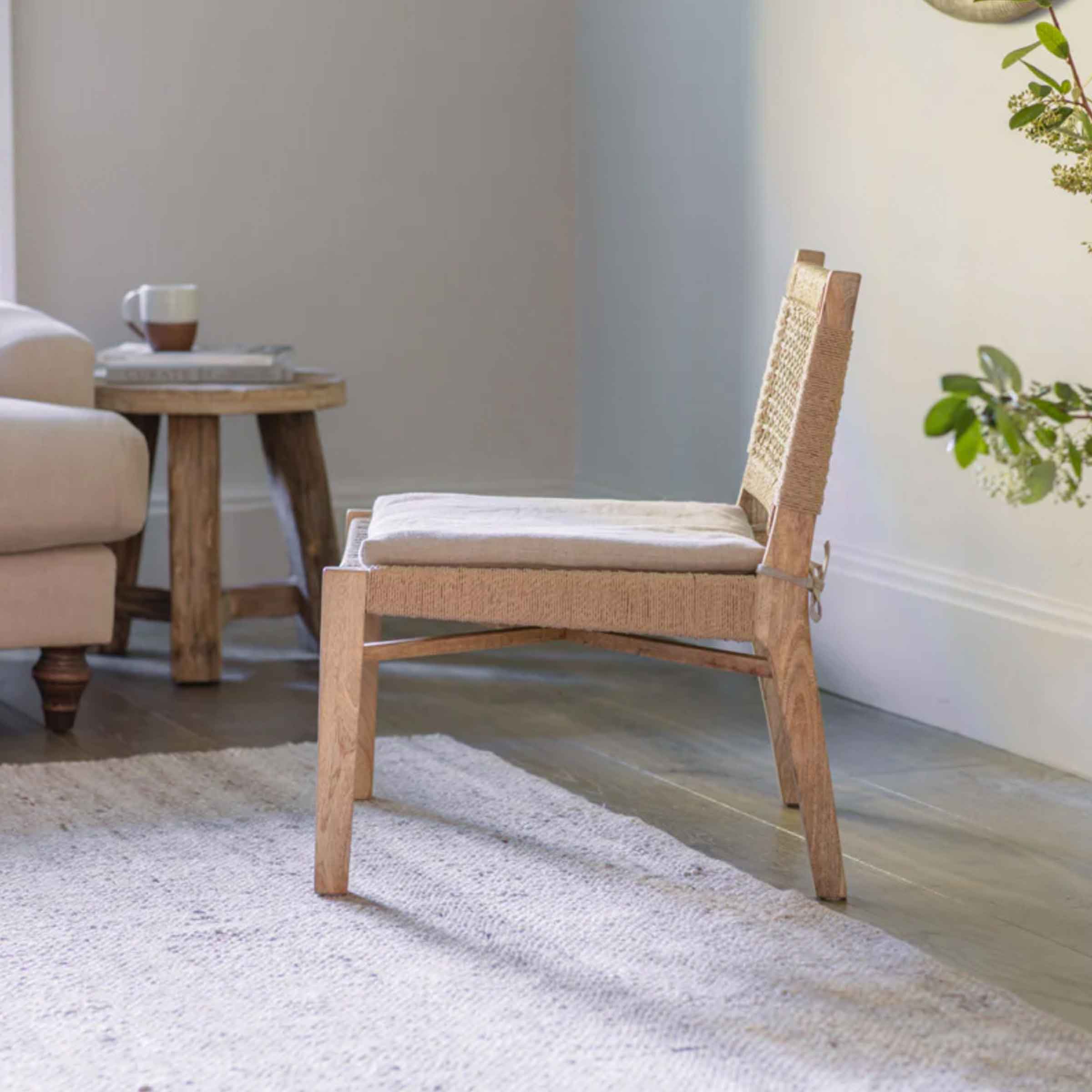 Melolo Mango Wood + Cord Occasional Chair