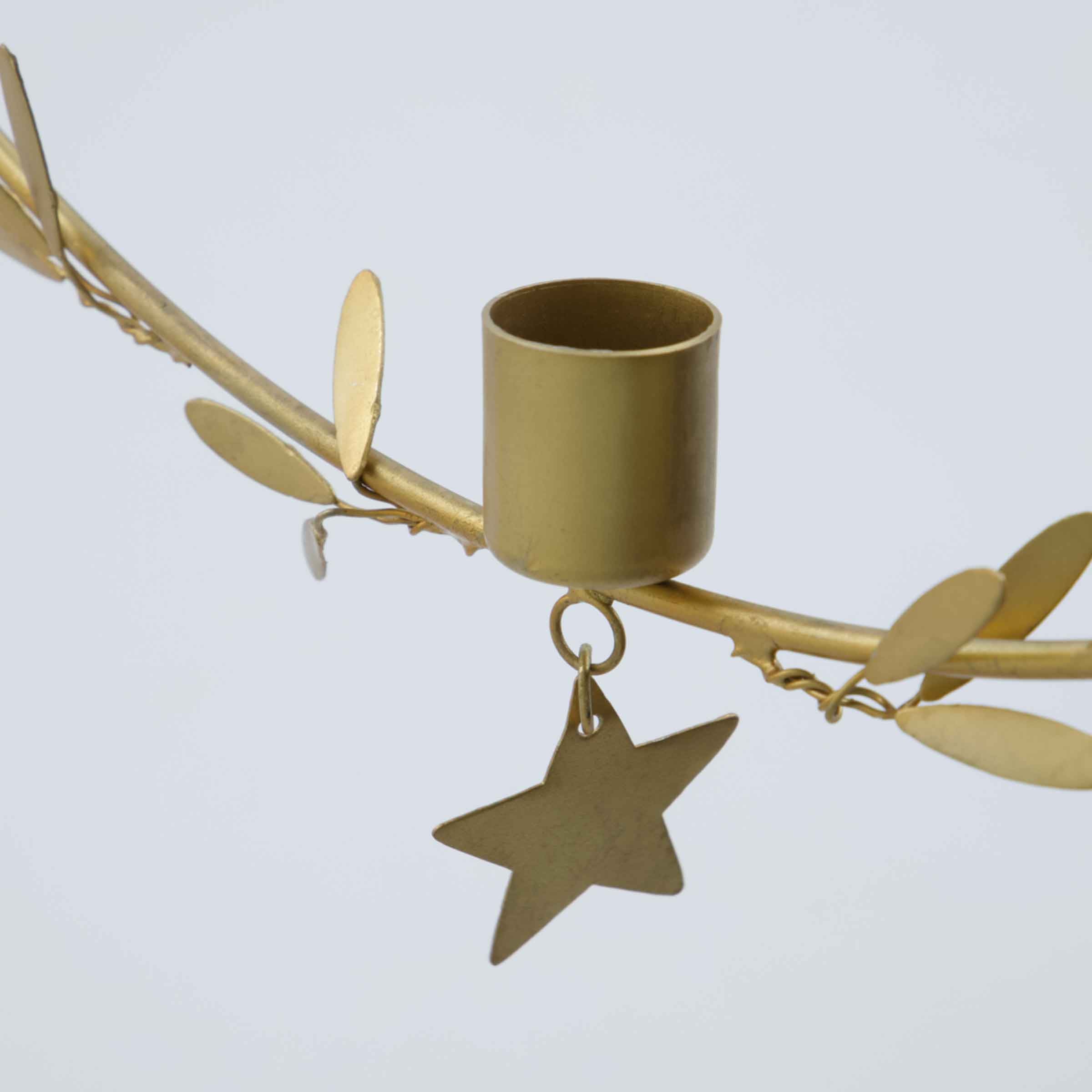 Mistel Hanging Brass Candle Holder – Star & Leaf Design for LED Candles