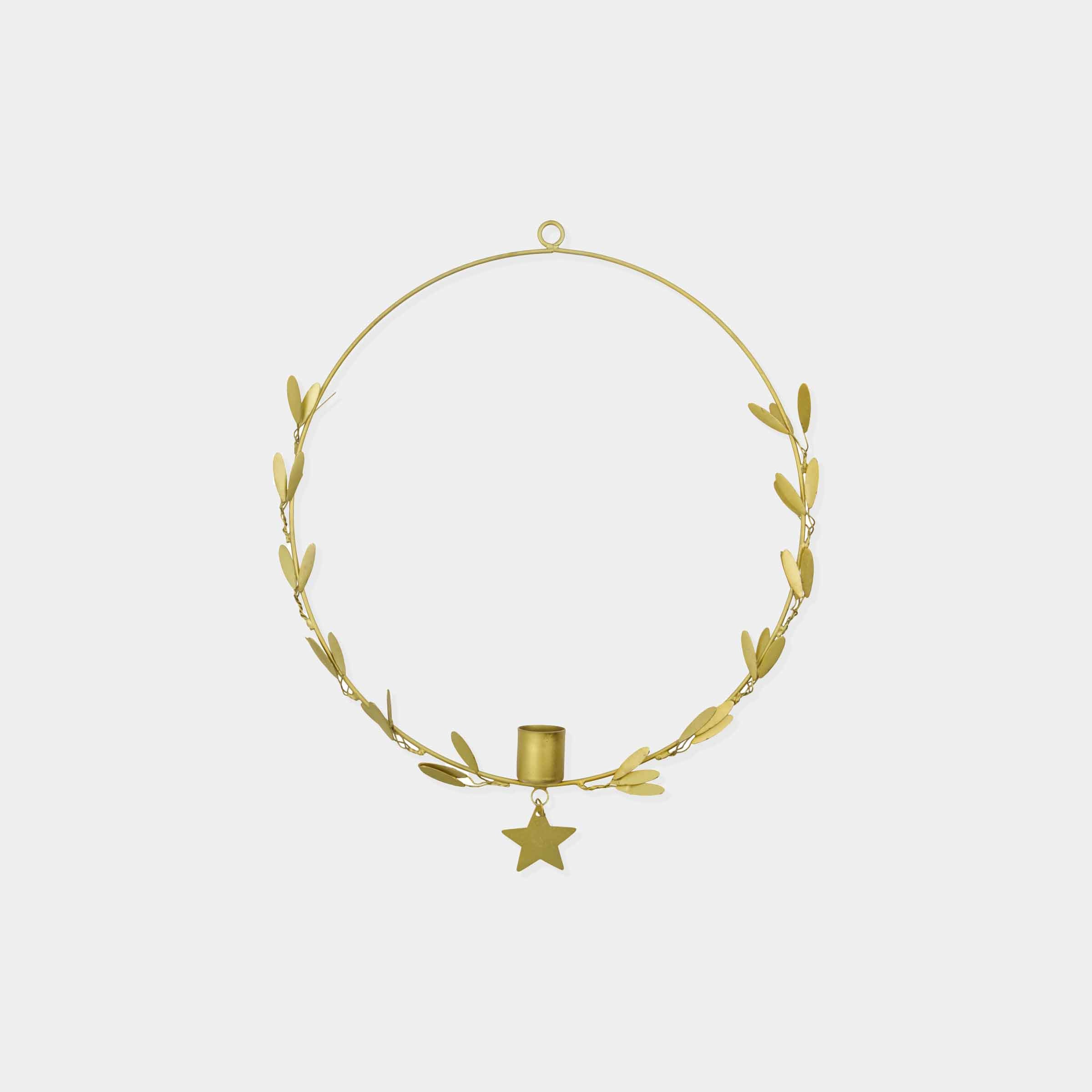Mistel Hanging Brass Candle Holder – Star & Leaf Design for LED Candles