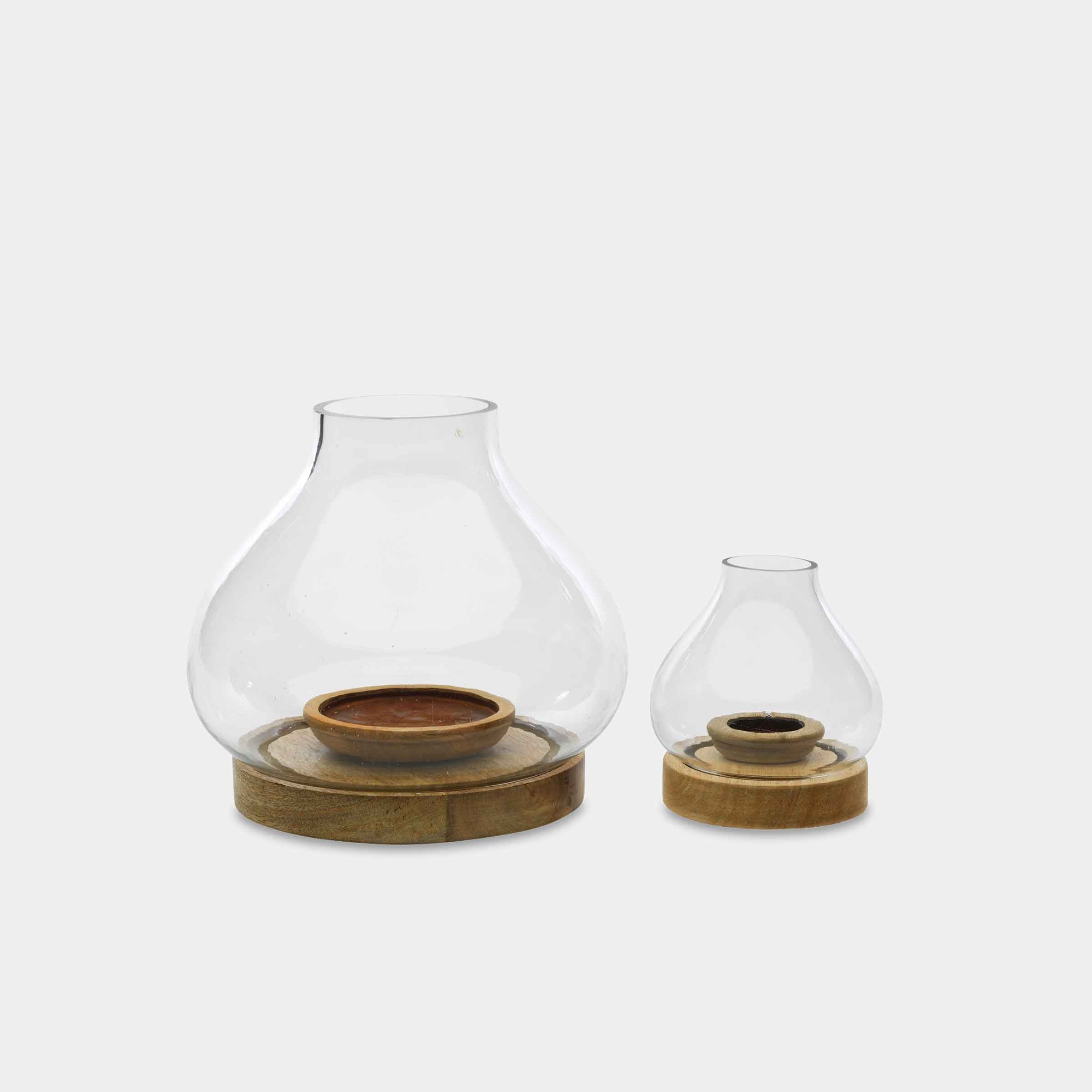 Naryla Lantern – Recycled Glass & Mango Wood Candle Holder