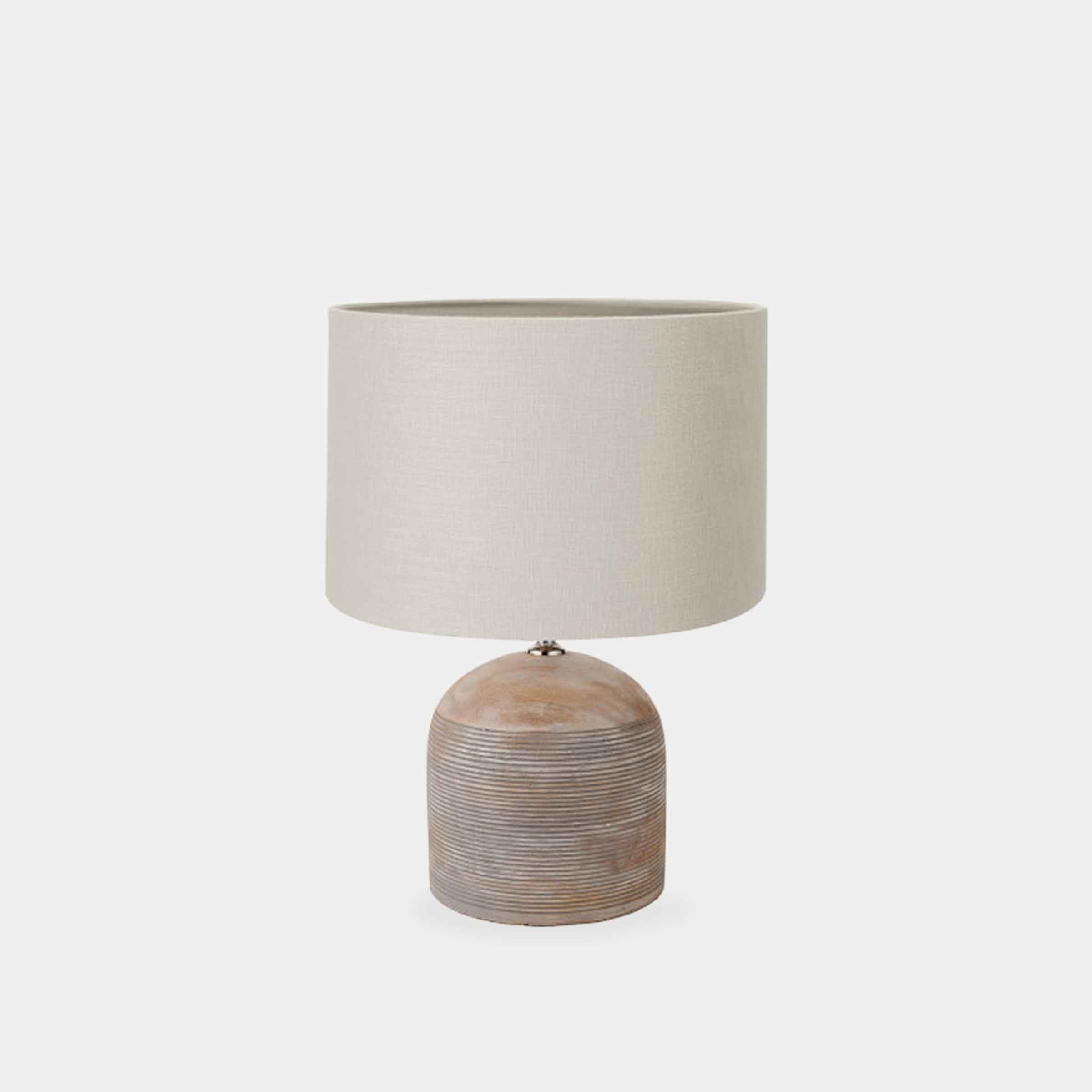 Nelu Grey Engraved Wood Dome Table Lamp