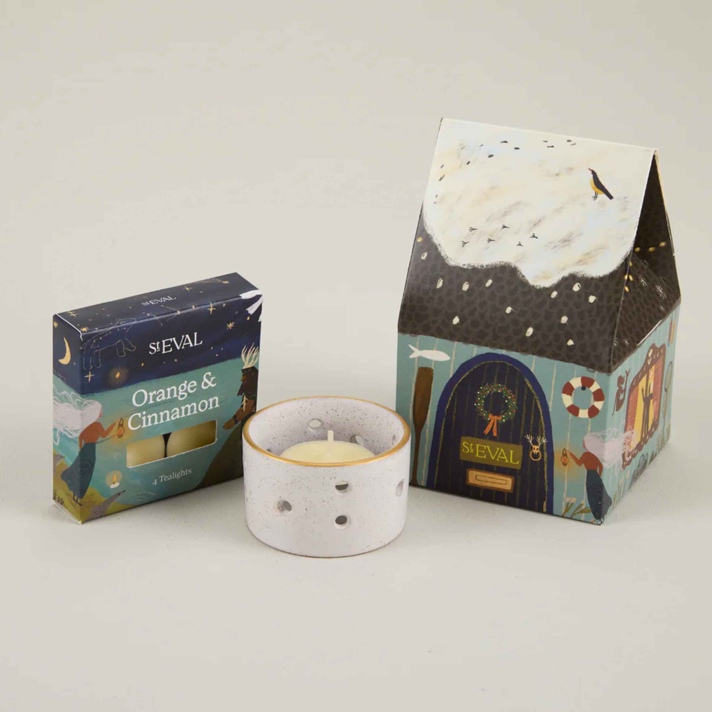Orange & Cinnamon Christmas Cottage Tealight Set