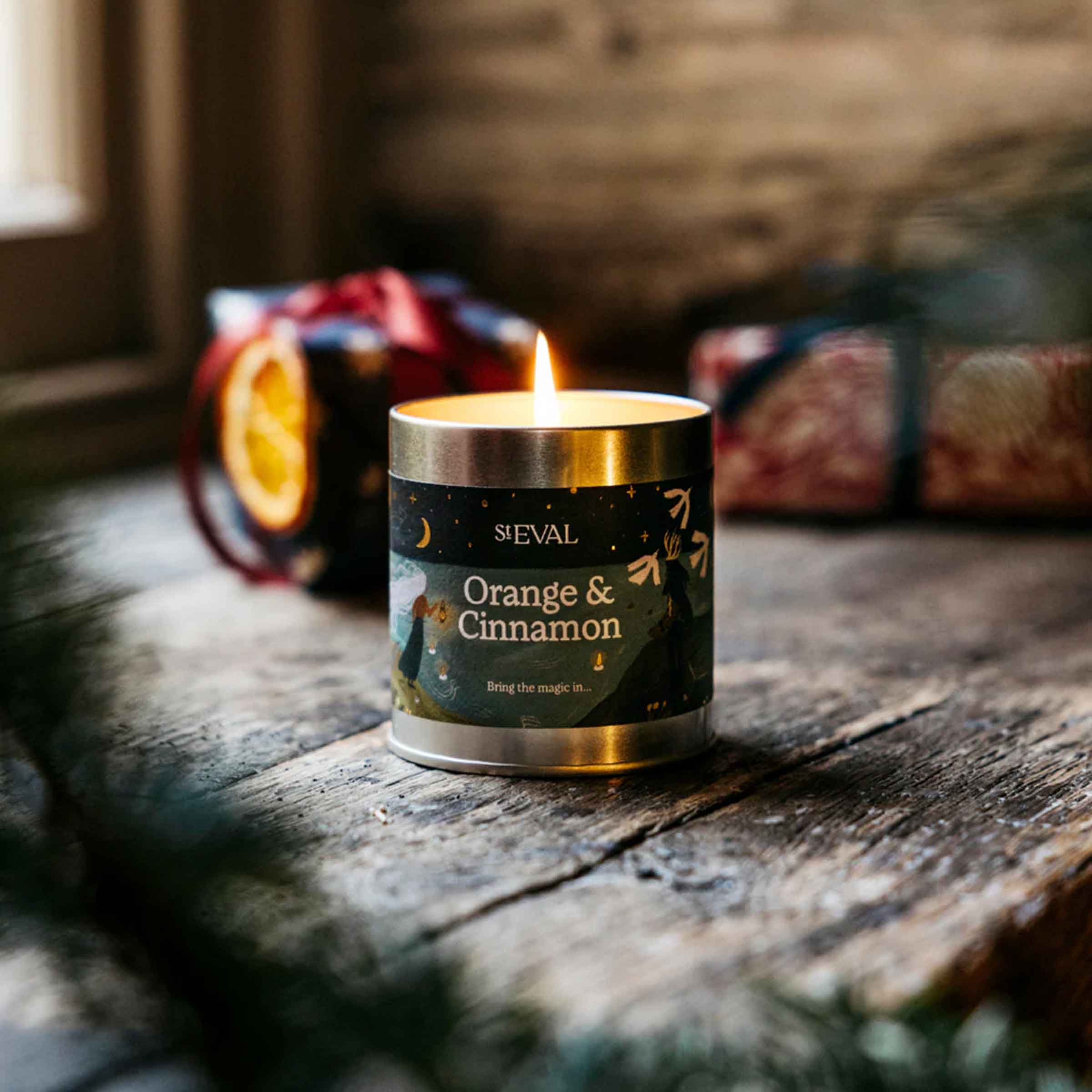 Orange & Cinnamon Scented Christmas Tin Candle