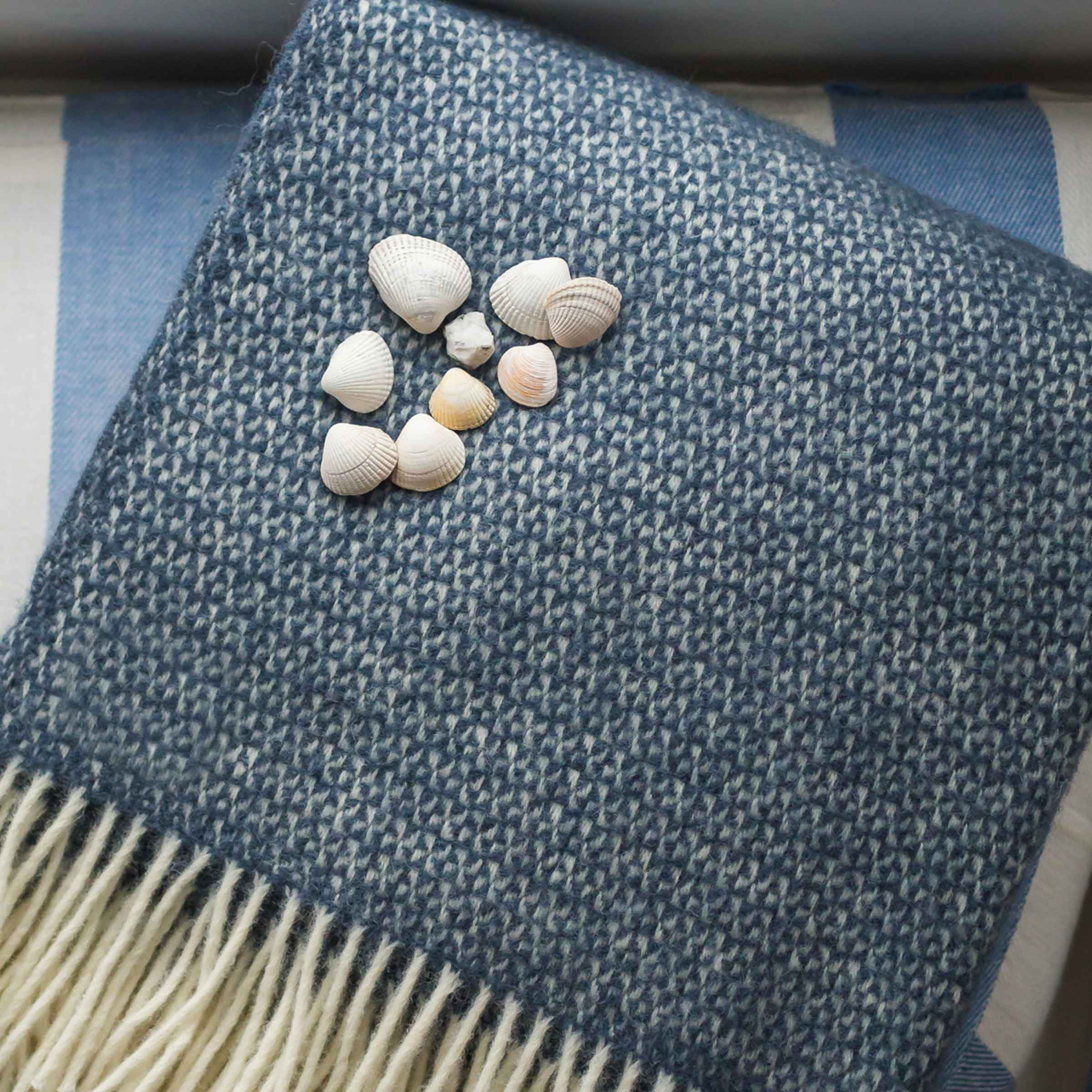 Pure New Wool Throw | Illusion | Blue Slate