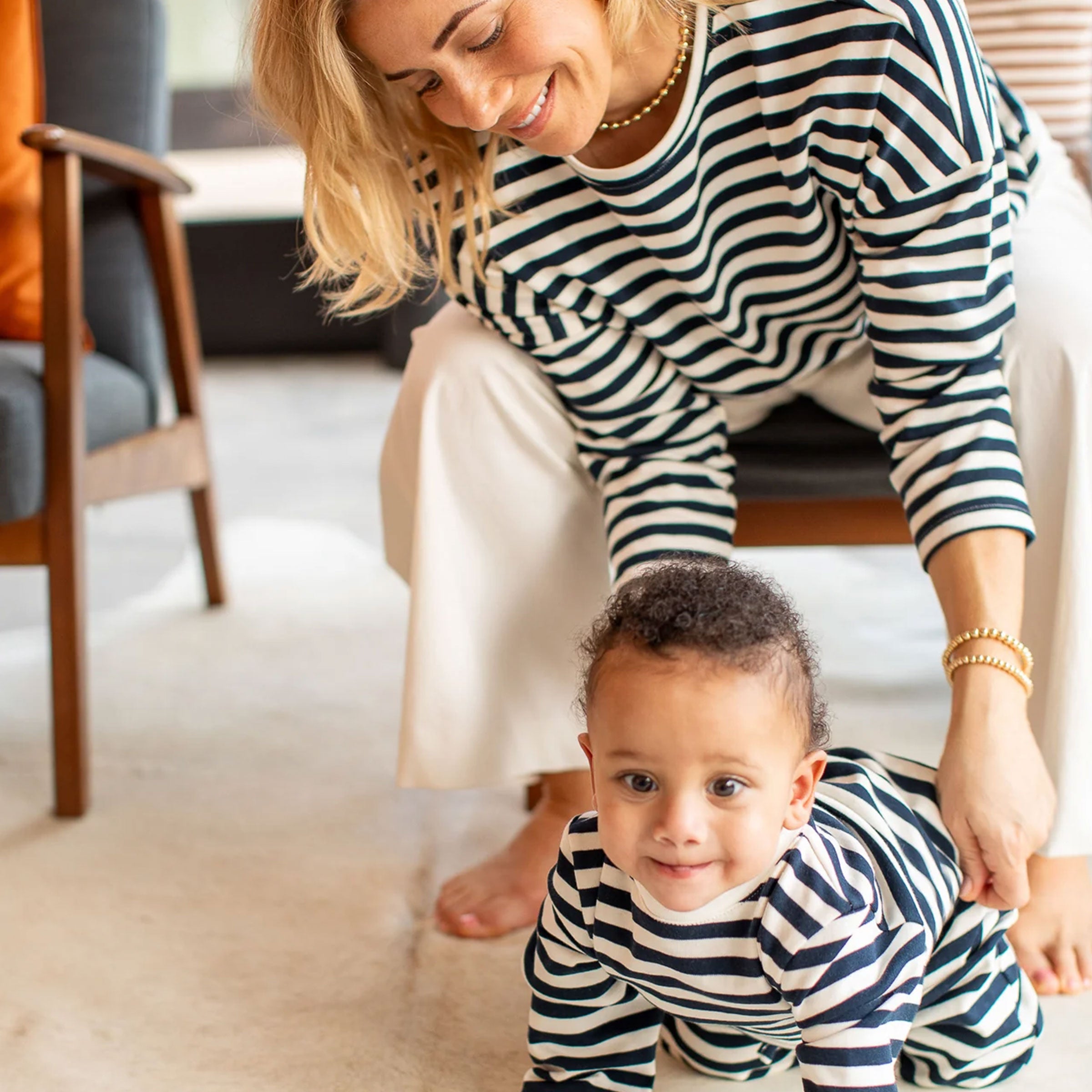 Rebecca Stripe Top | Navy/Ecru