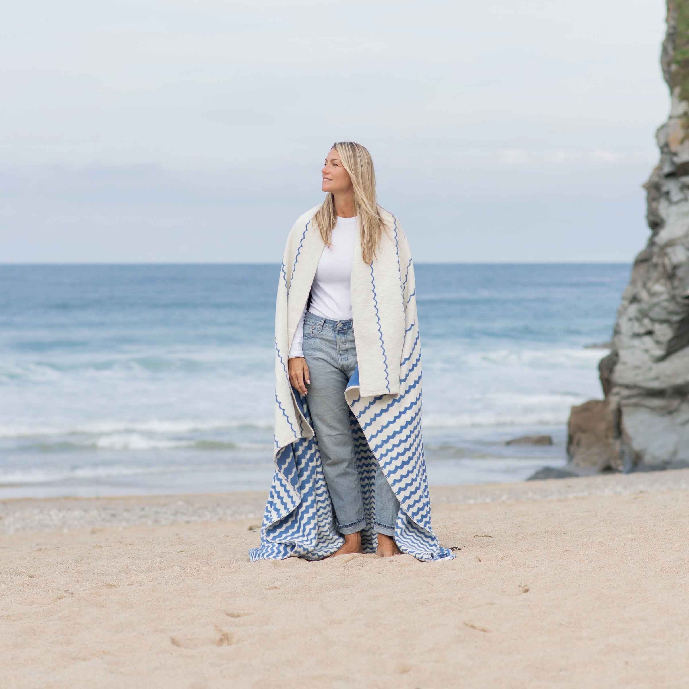Recycled Cotton Blanket | Blue Swell