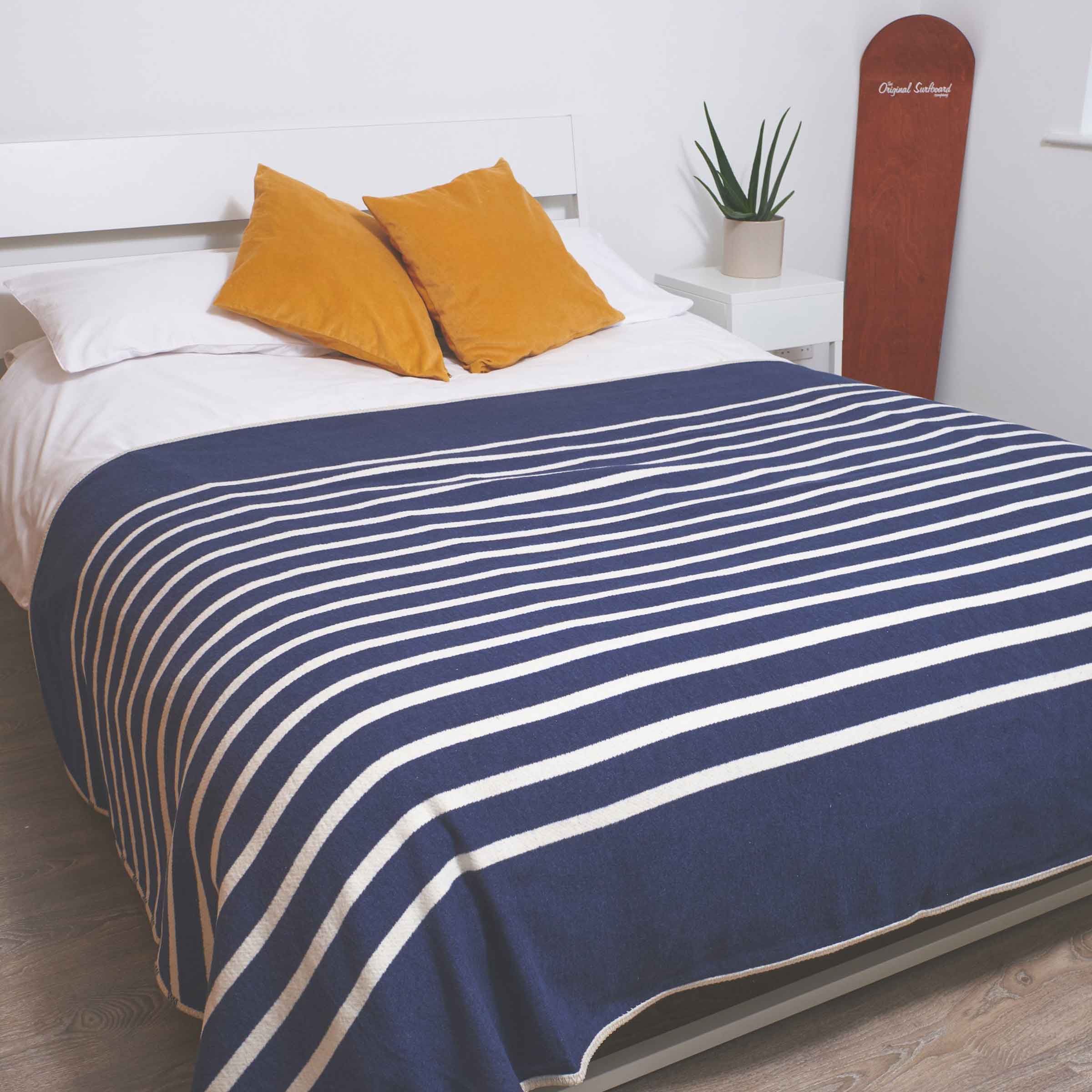 Recycled Cotton Blanket | Navy Stripe