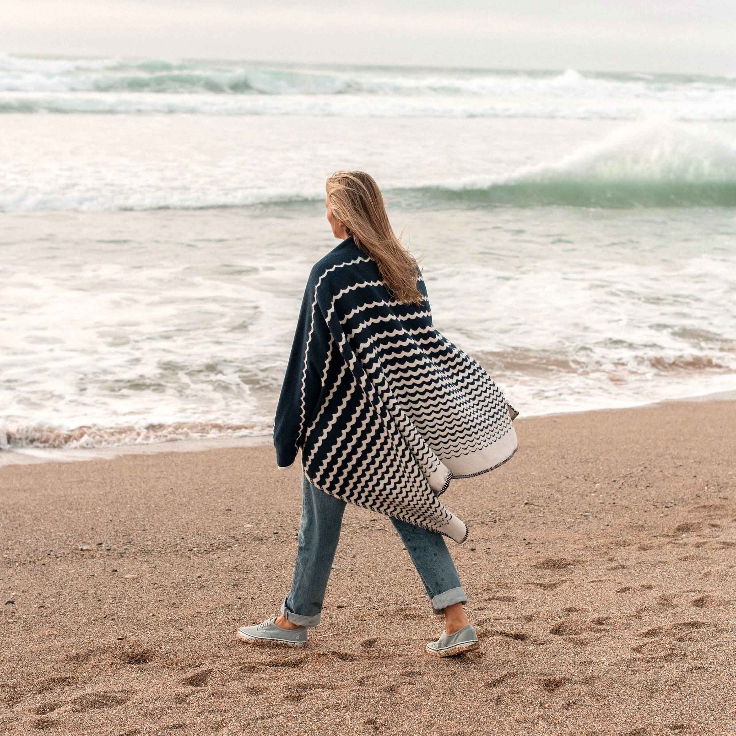 Recycled Cotton Blanket | Navy Swell