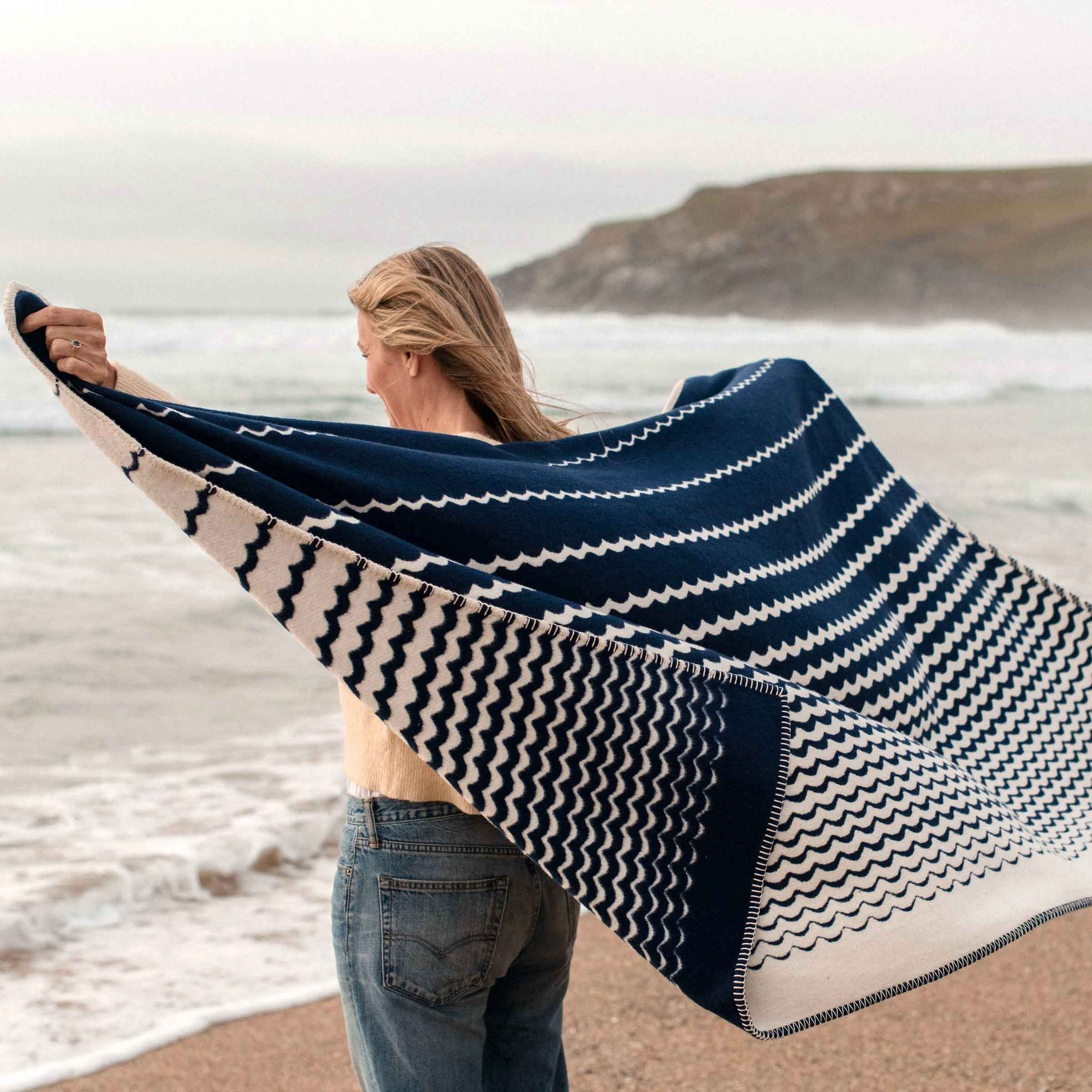 Recycled Cotton Blanket | Navy Swell