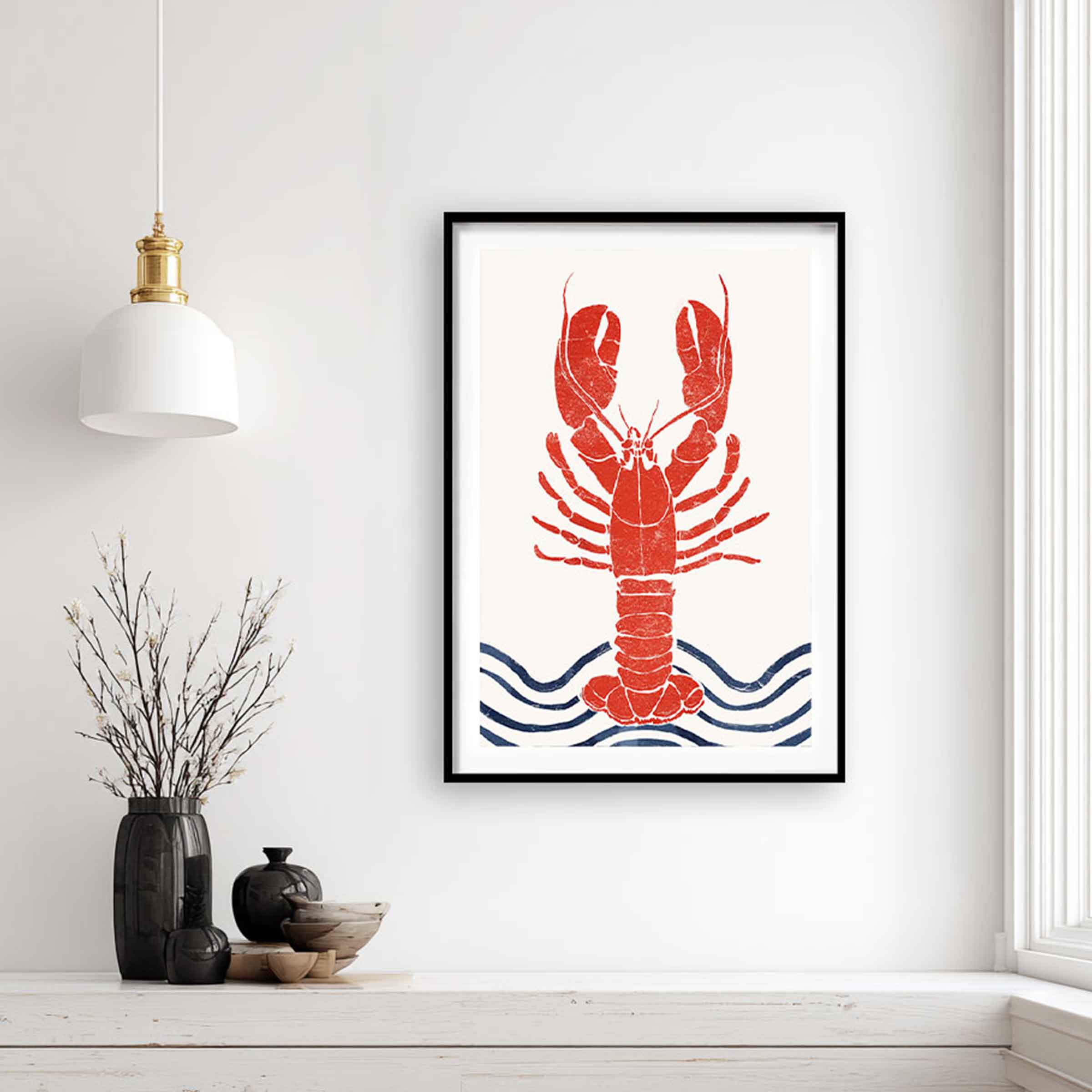 Red Lobster | A2 Black Framed Print