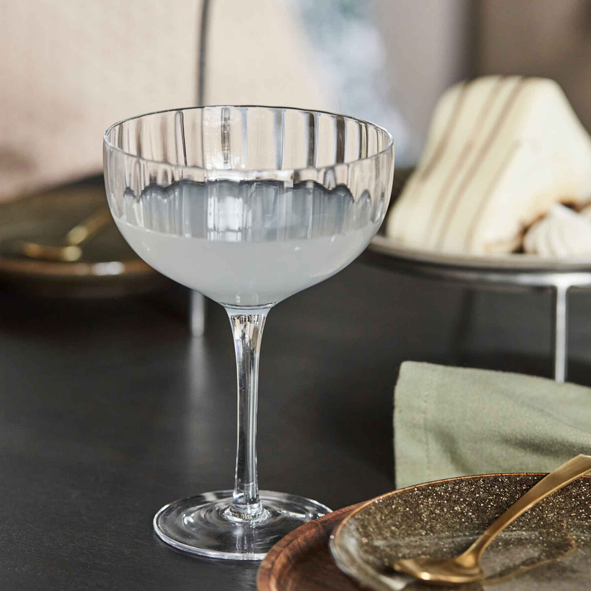 Rill Ribbed Clear Coupe Cocktail Glass