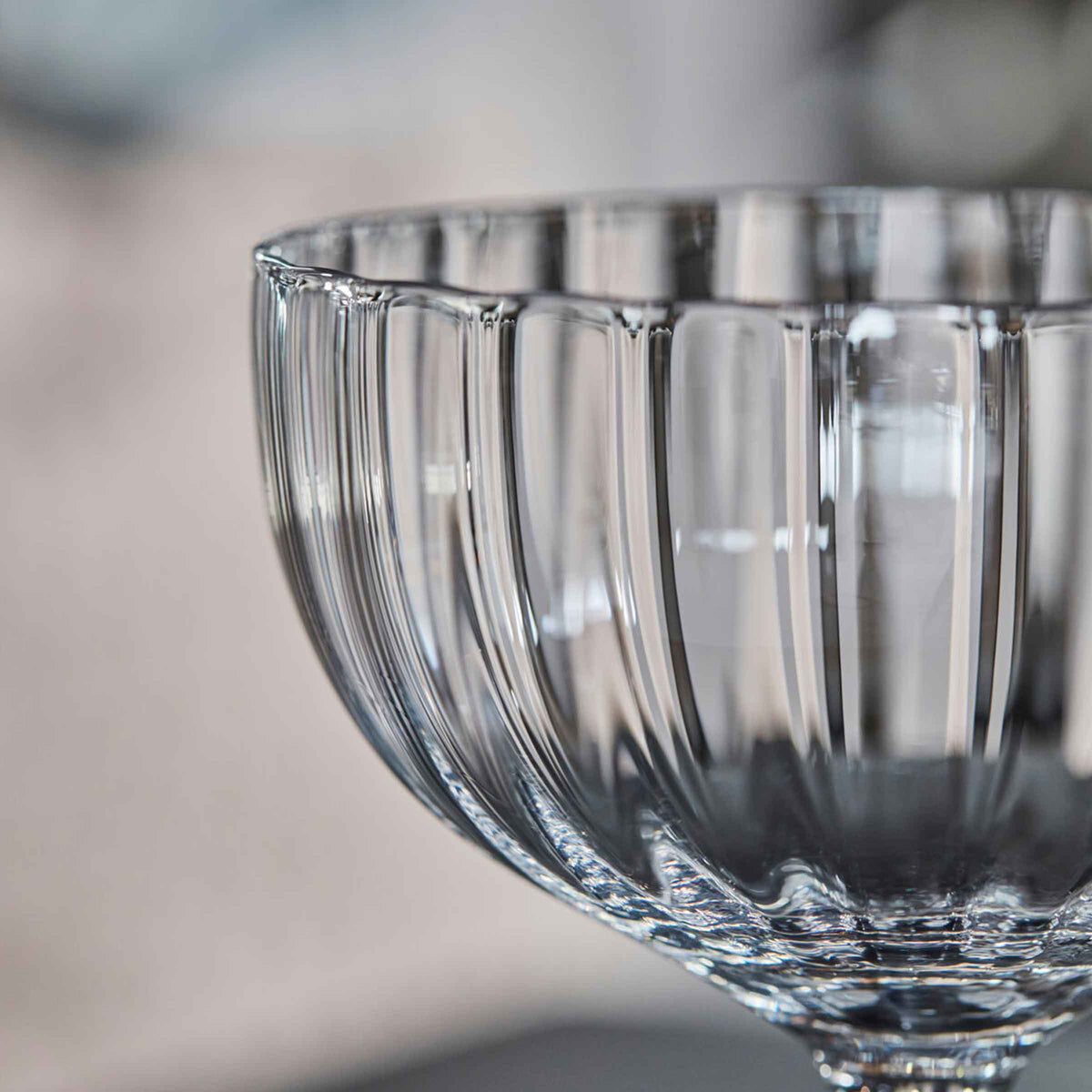 Rill Ribbed Clear Coupe Cocktail Glass