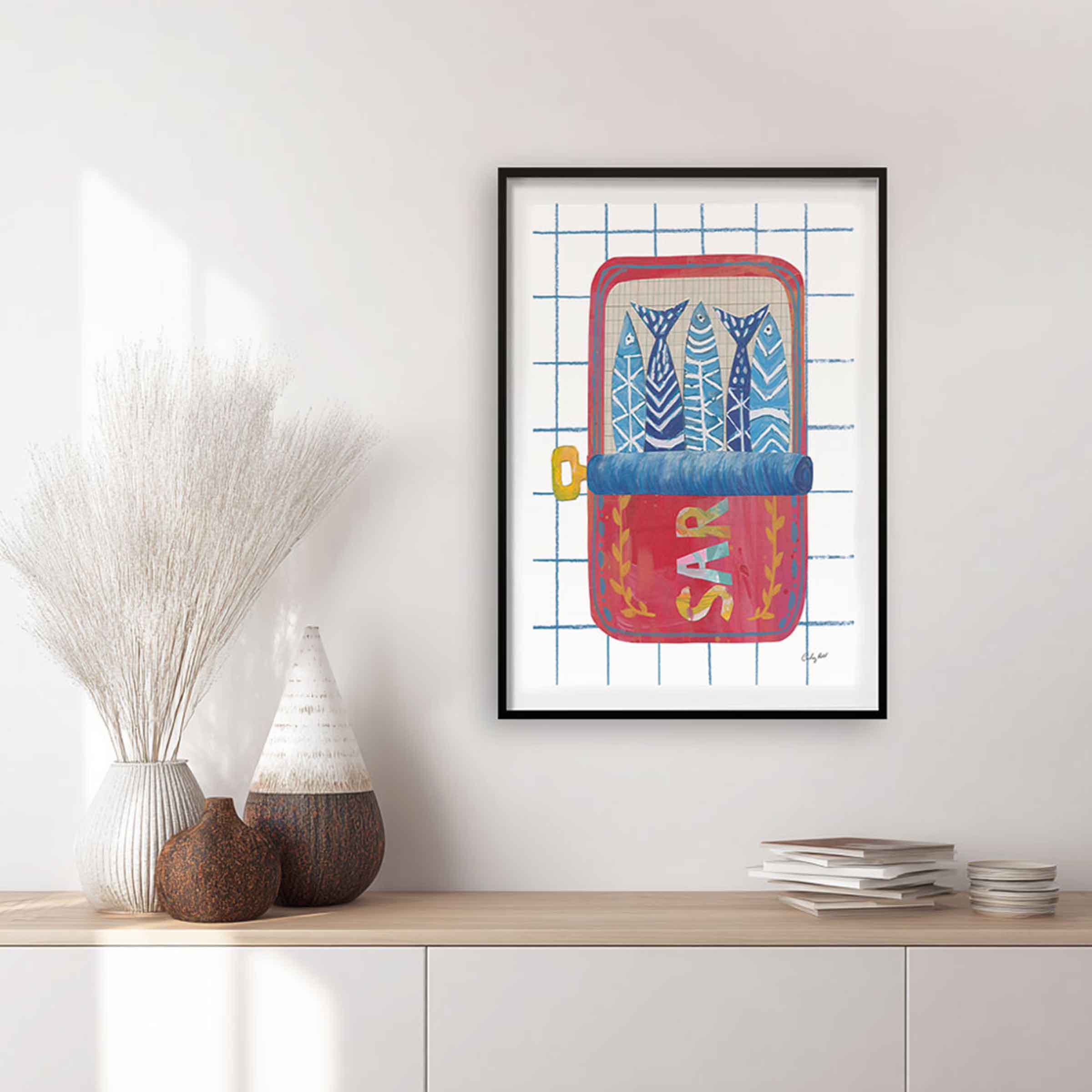 Silly Sardines II | A2 Black Framed Art Print