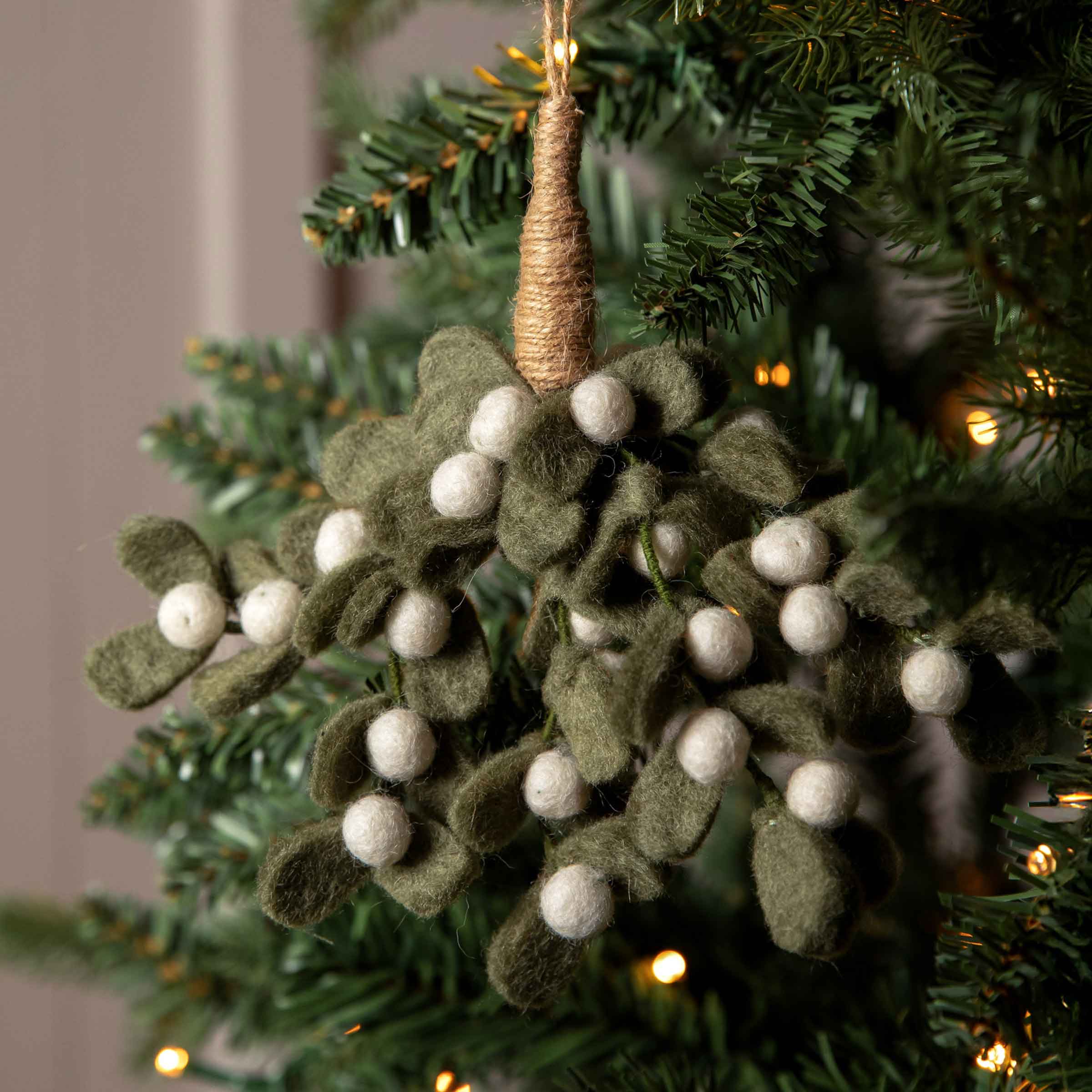 Southwold Mistletoe Sprig – Felt Christmas Decoration with Hanging Loop