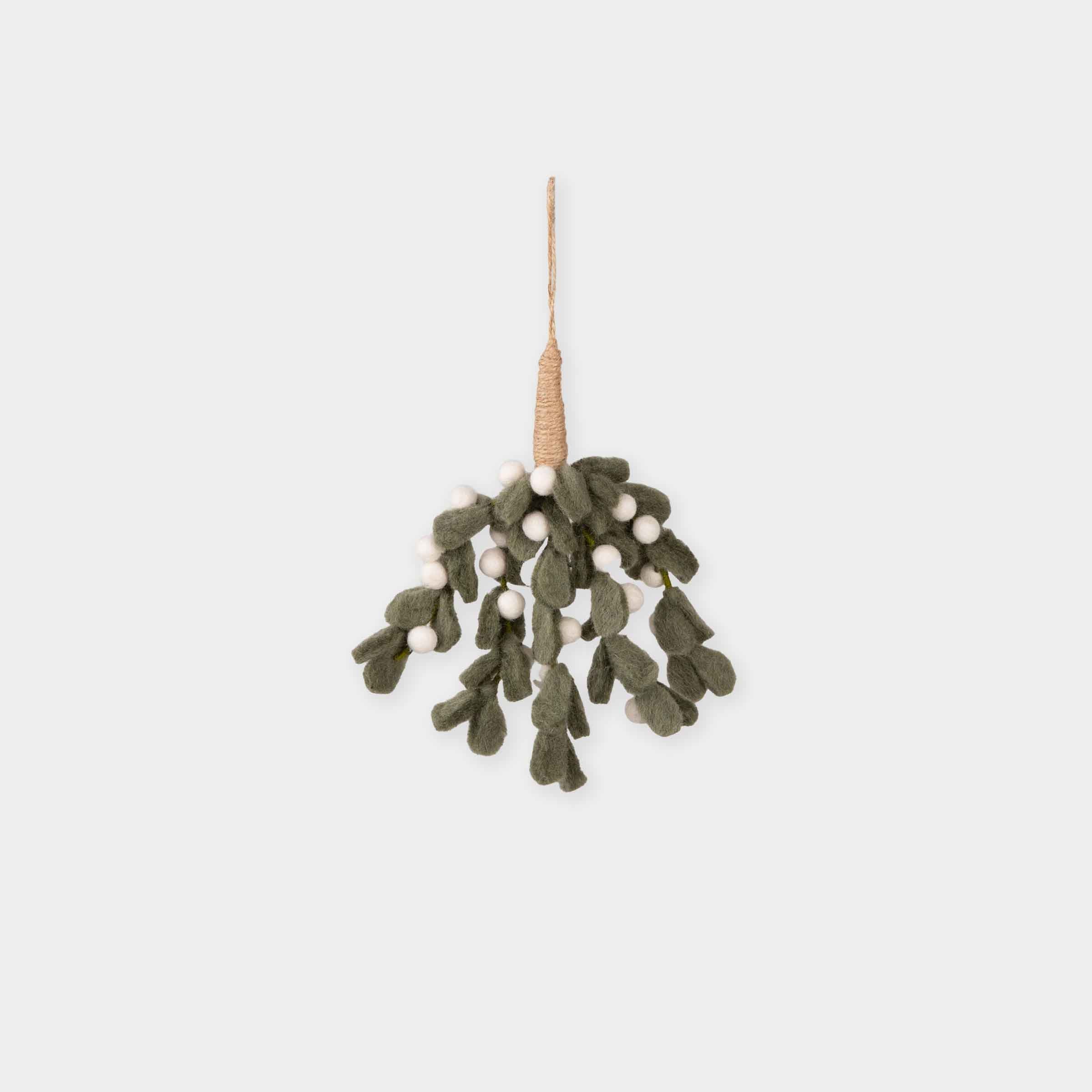 Southwold Mistletoe Sprig – Felt Christmas Decoration with Hanging Loop