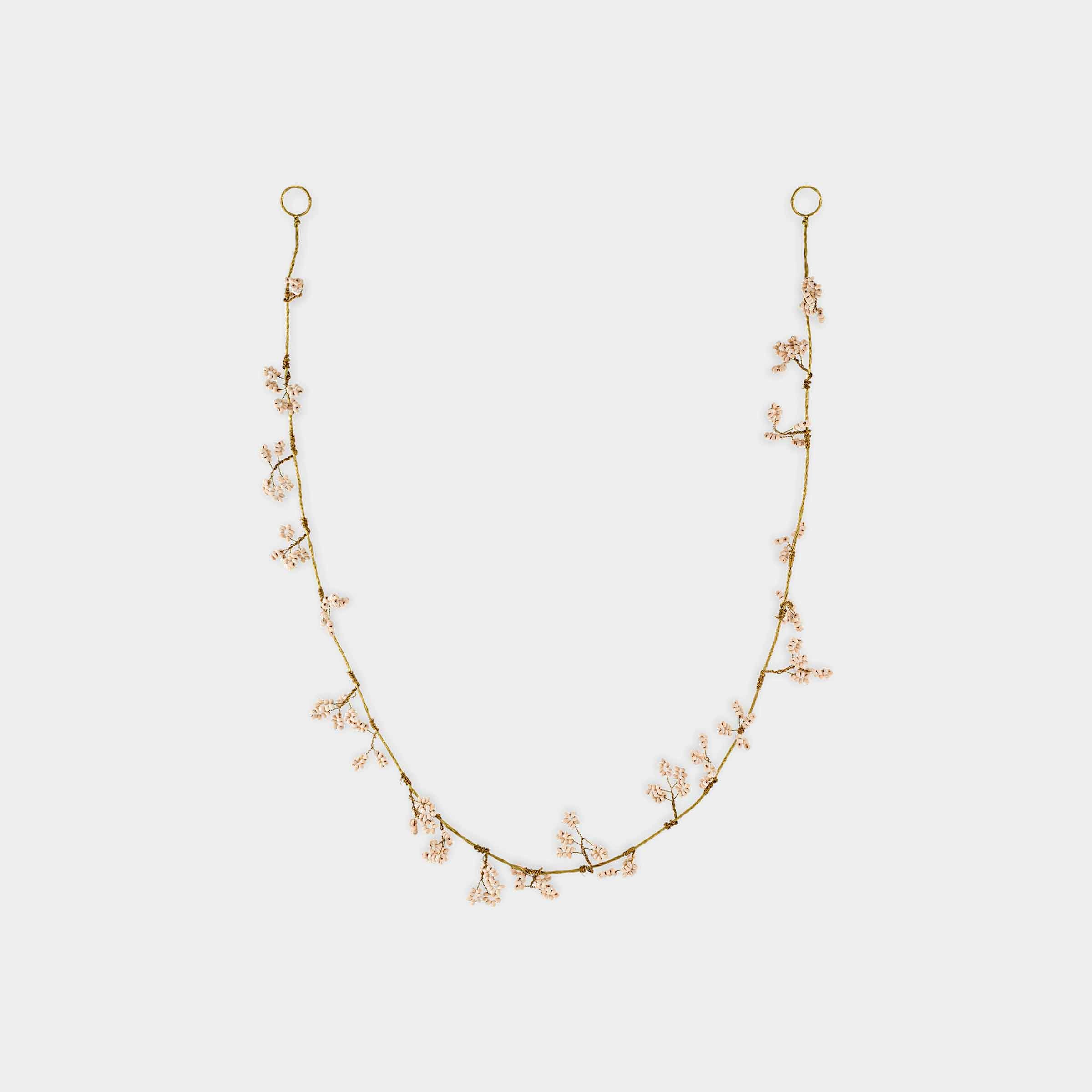 Tanu Mango Wood Beaded Garland | Brass + Natural