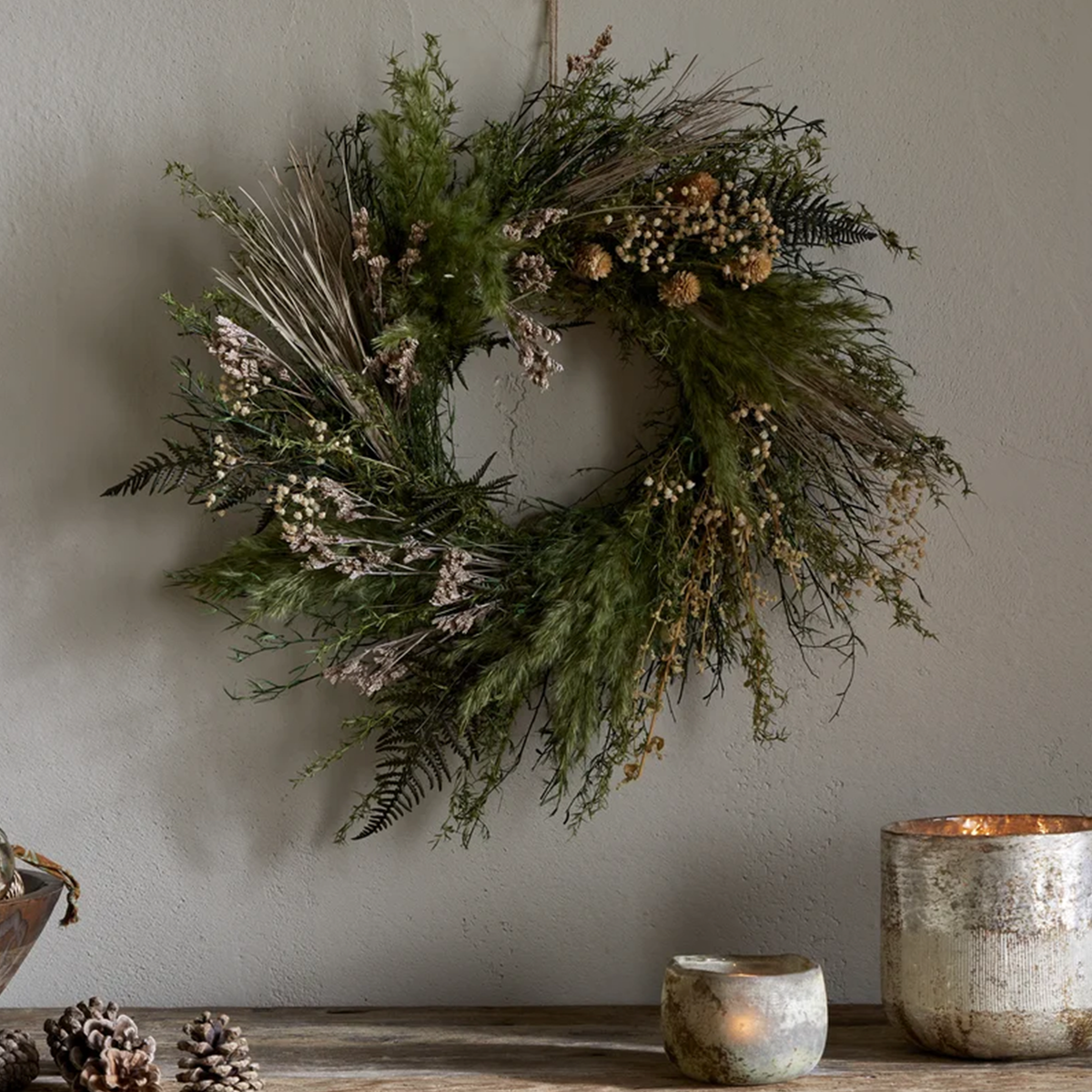Taraji Wreath | Natural & Moss