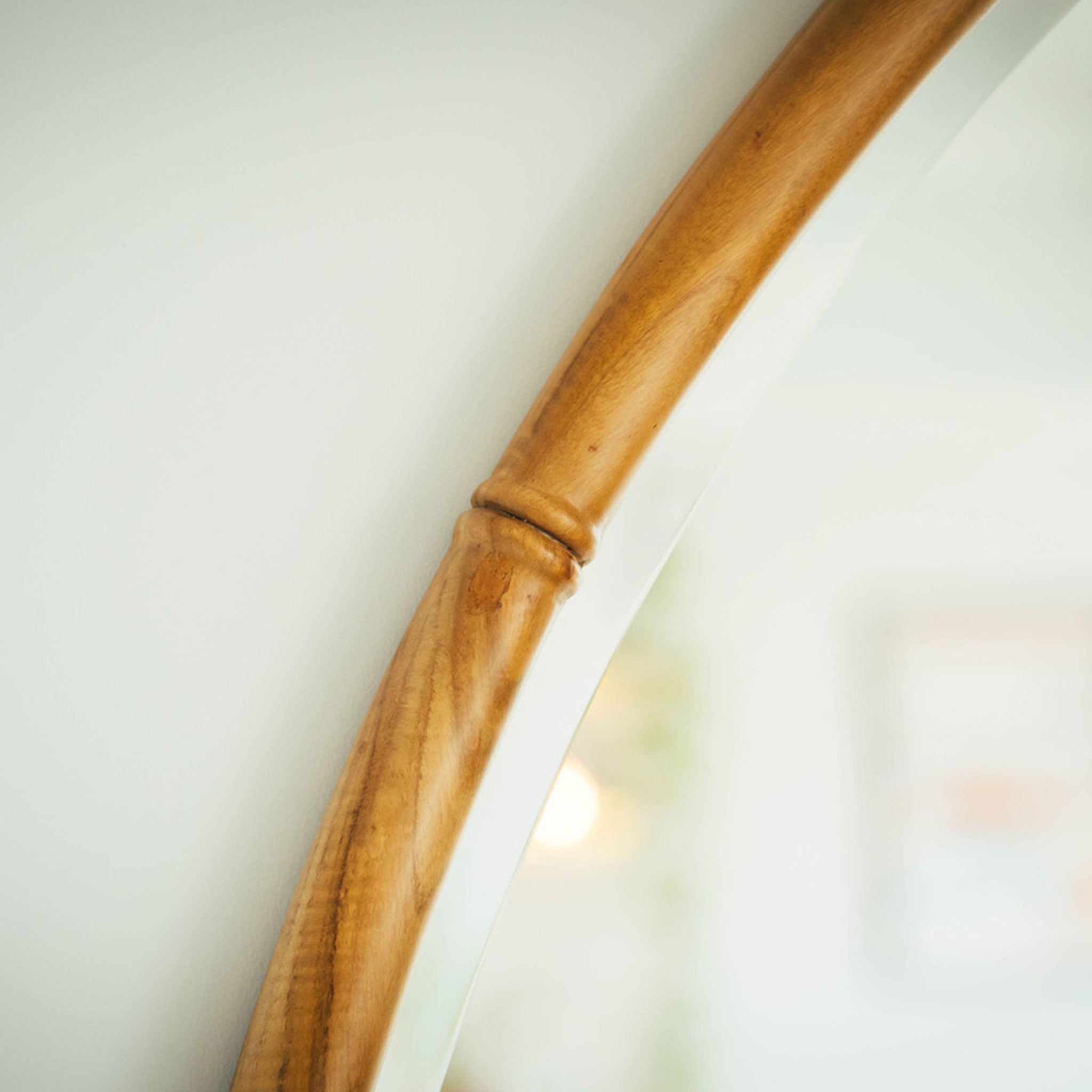 Teak Framed Round Wall Mirror | Large