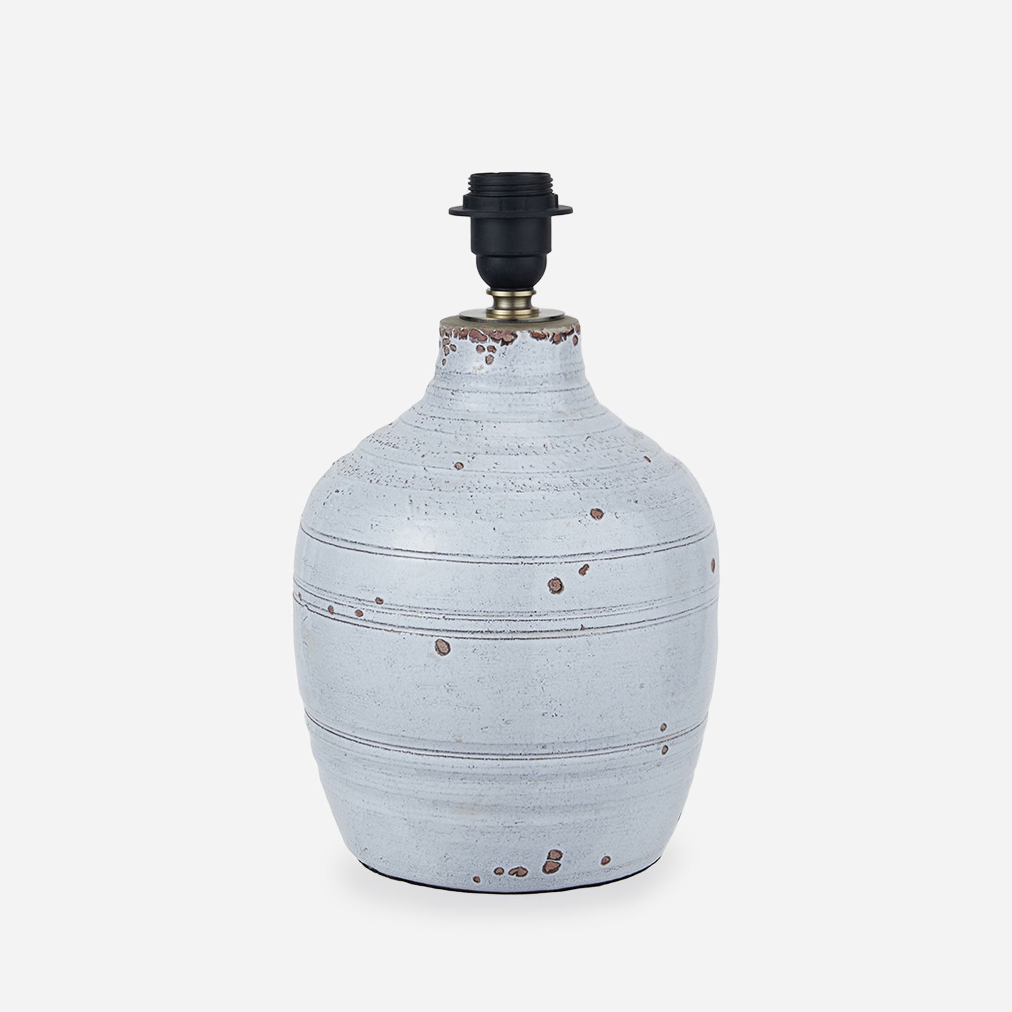 Thalia White Textured Groove Stoneware Table Lamp